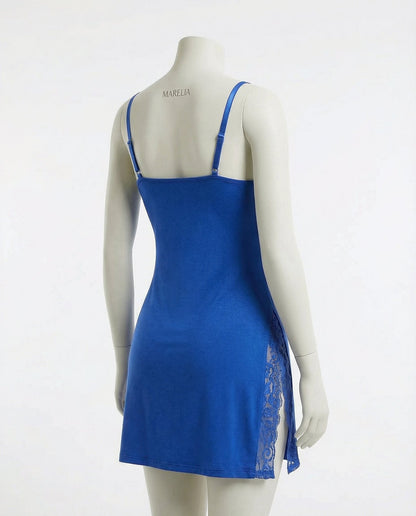 Lace Trim Chemise With High Side Slits