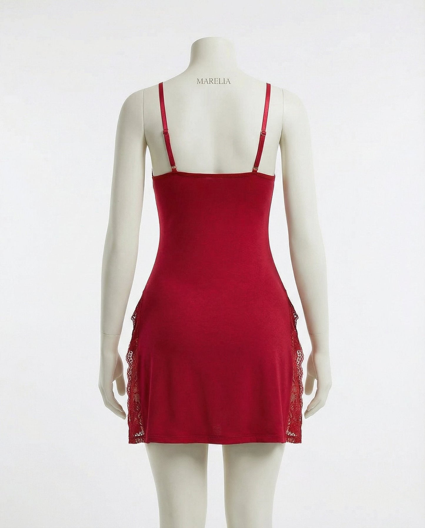 Lace Trim Chemise With High Side Slits