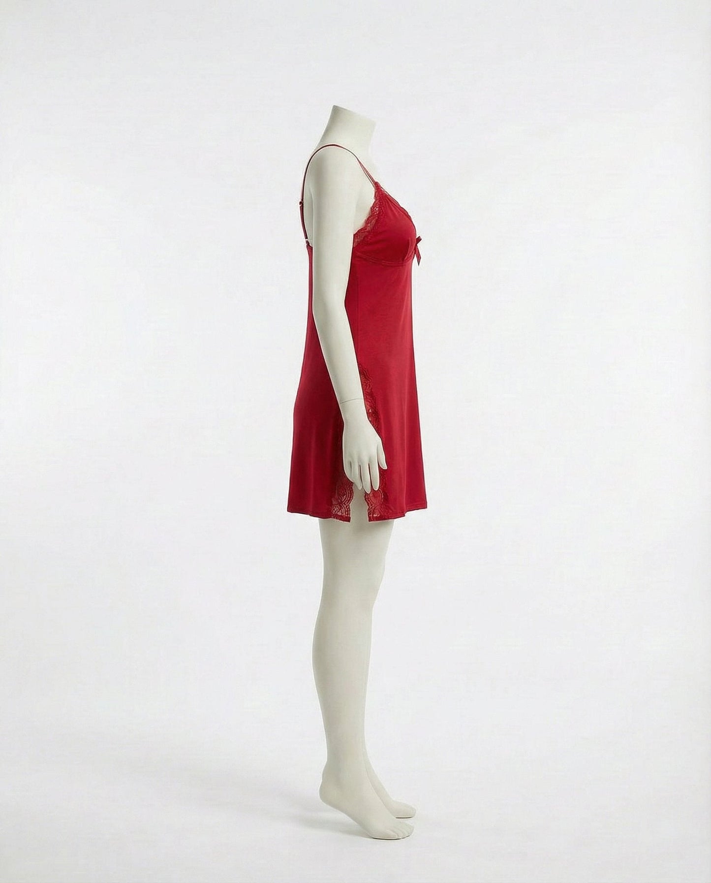 Lace Trim Chemise With High Side Slits