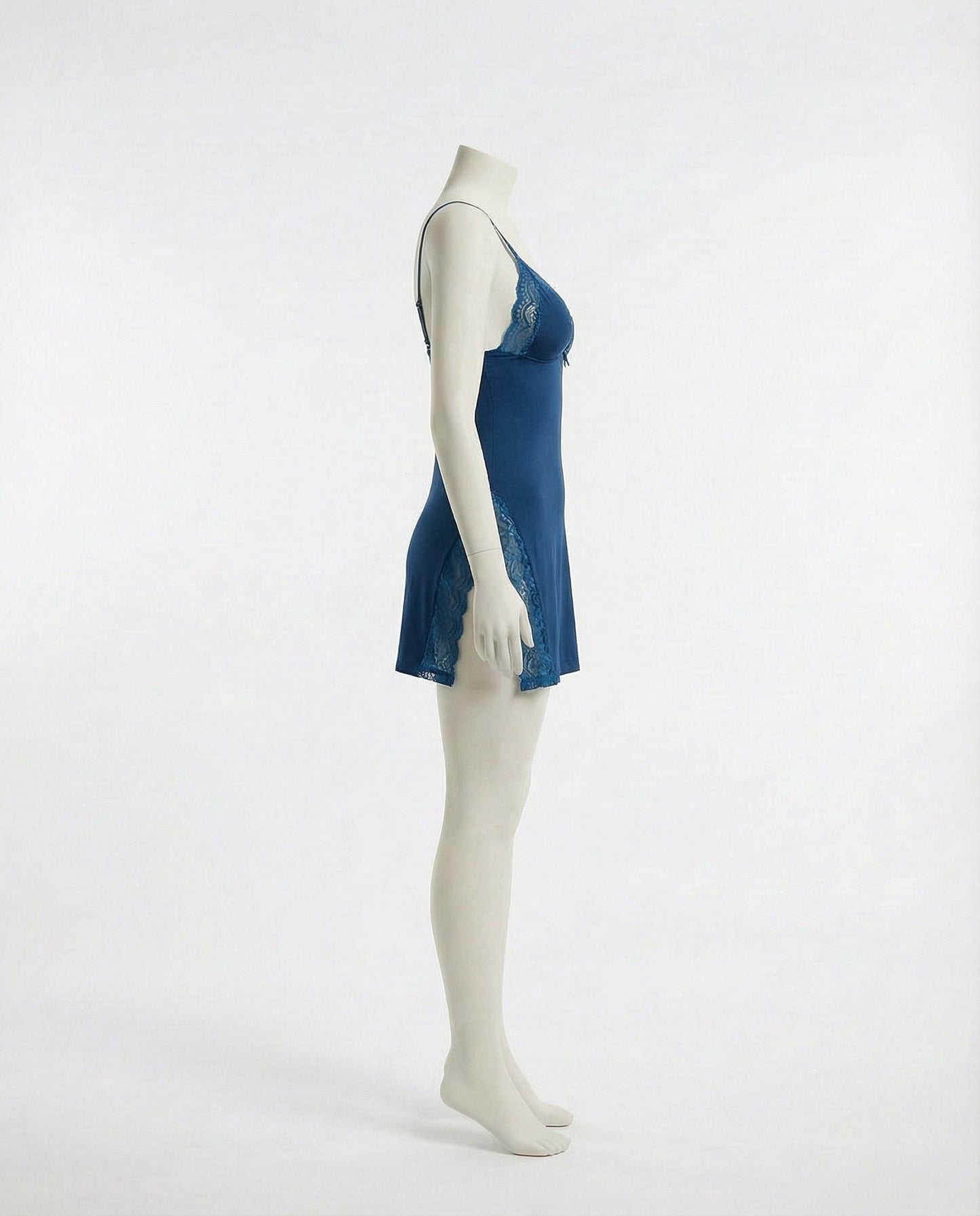 Lace Trim Chemise With High Side Slits