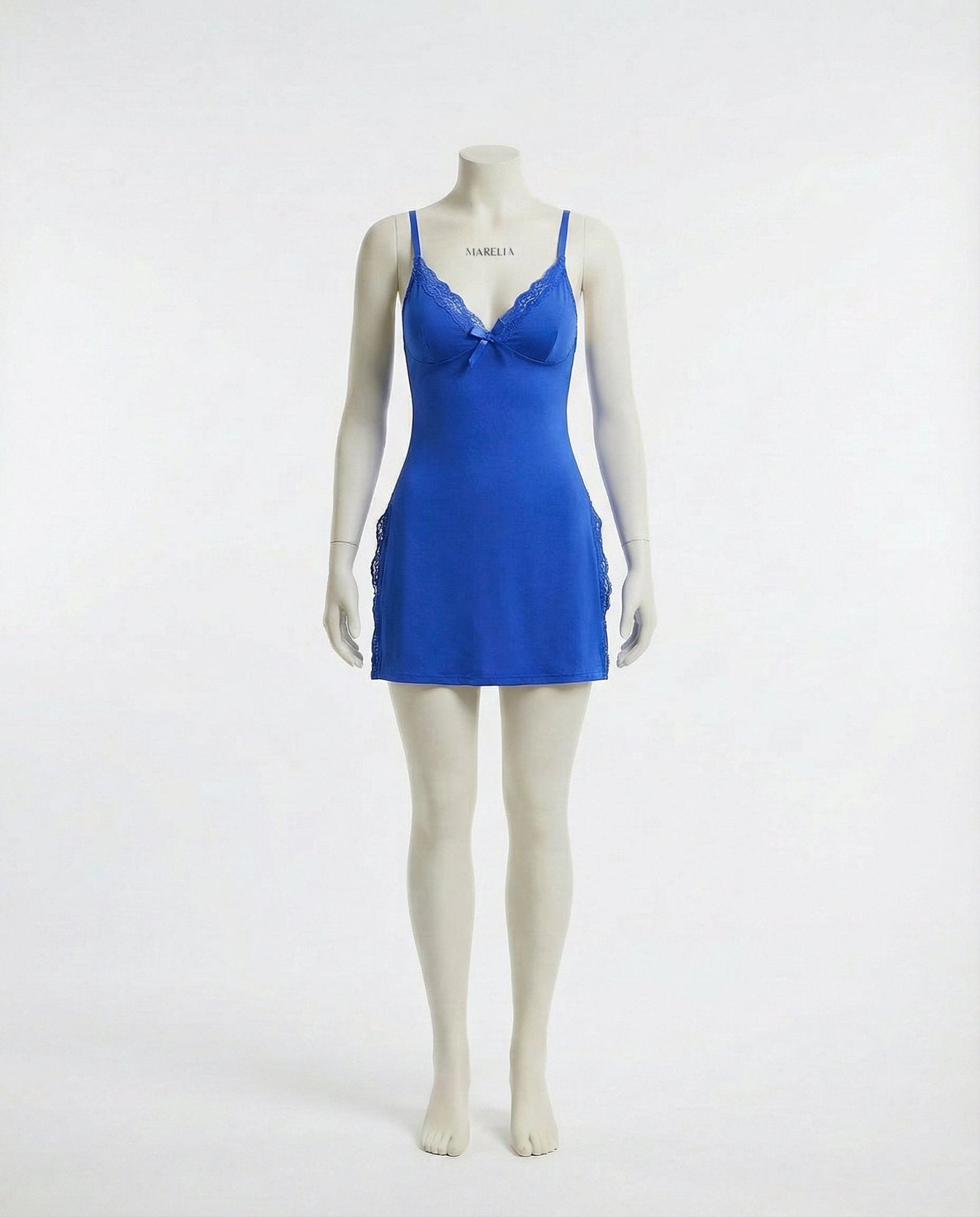 Lace Trim Chemise With High Side Slits