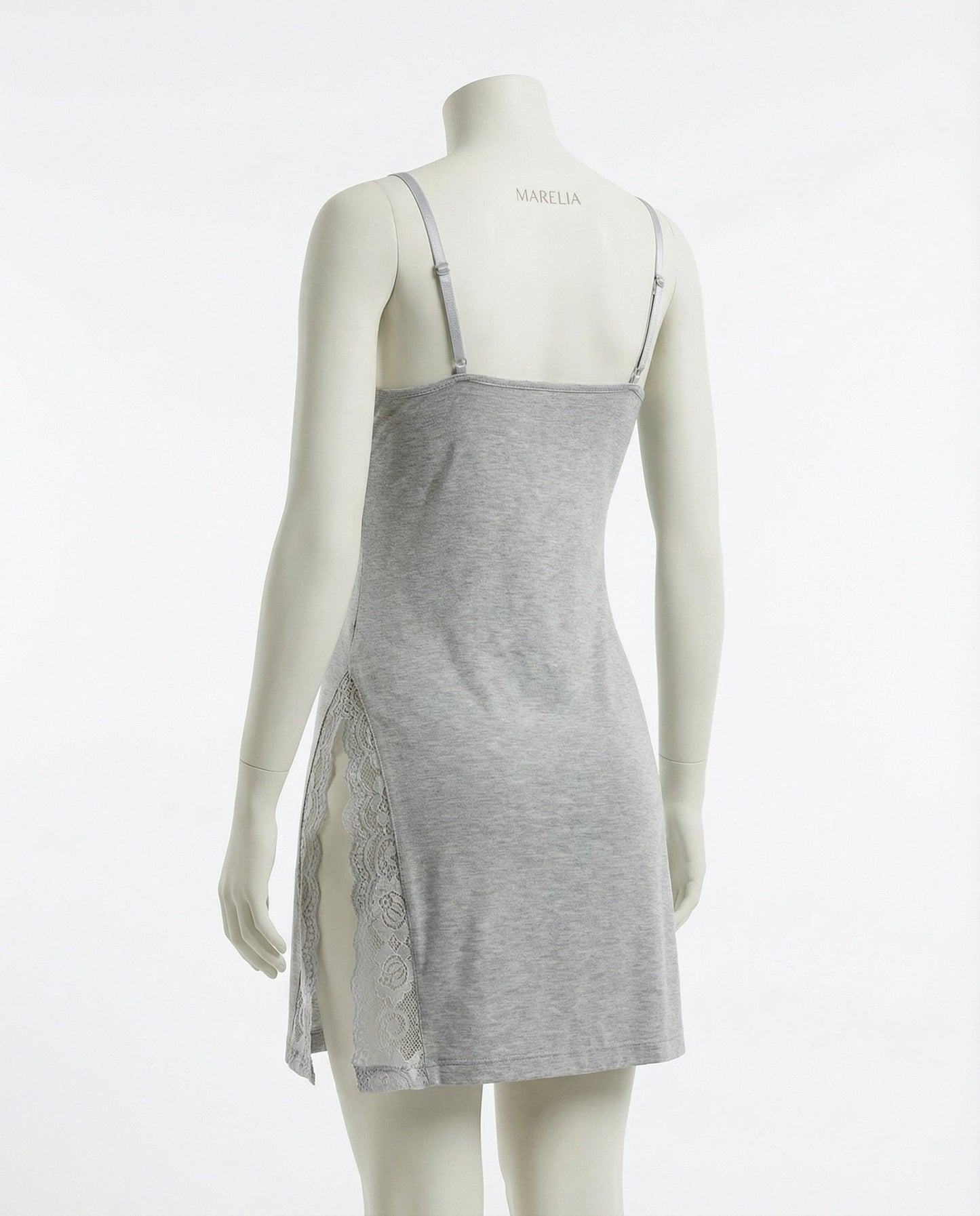 Lace Trim Chemise With High Side Slits