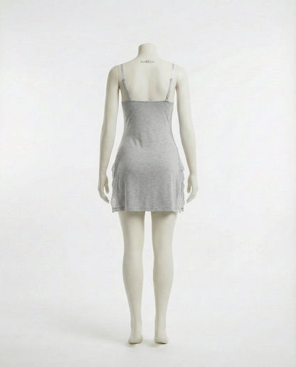 Lace Trim Chemise With High Side Slits
