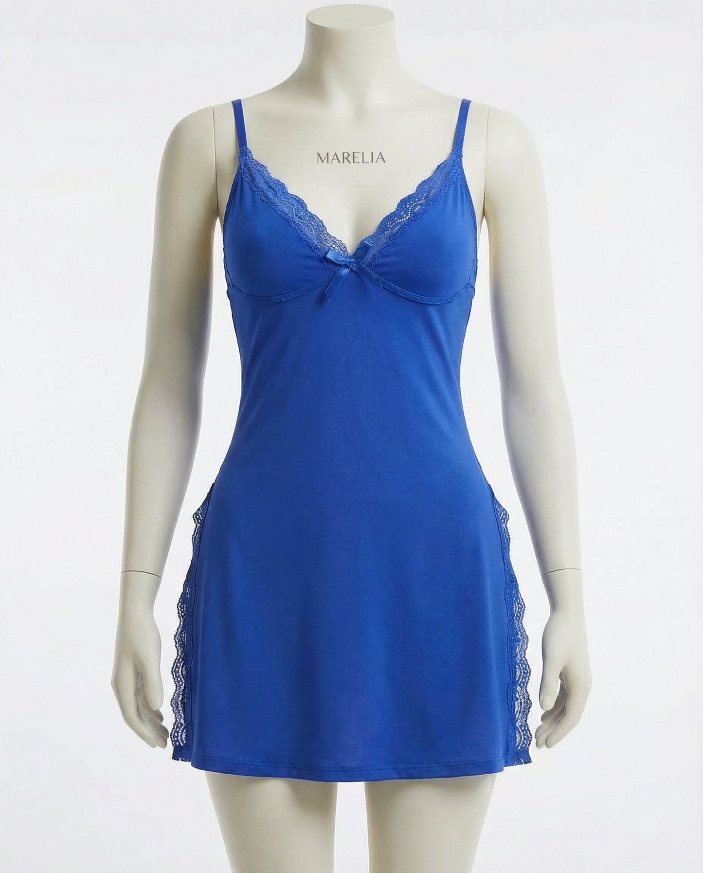 Lace Trim Chemise With High Side Slits