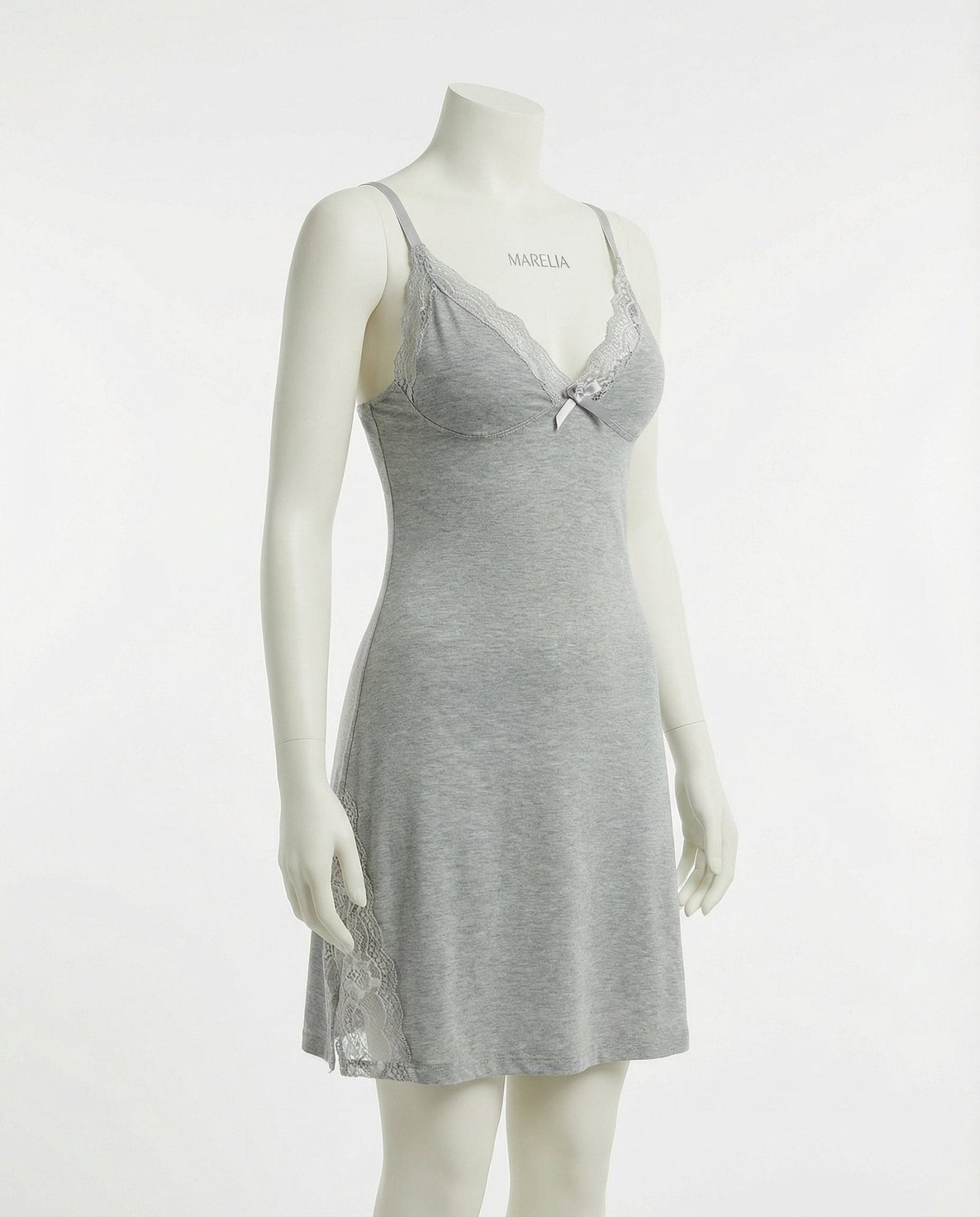 Lace Trim Chemise With High Side Slits