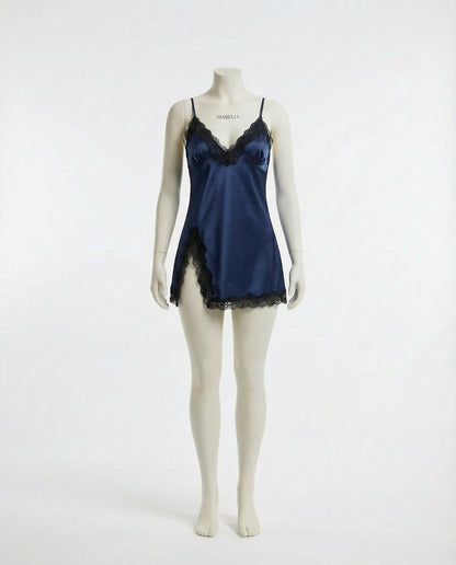 Lace Trim Chemise With Open Back
