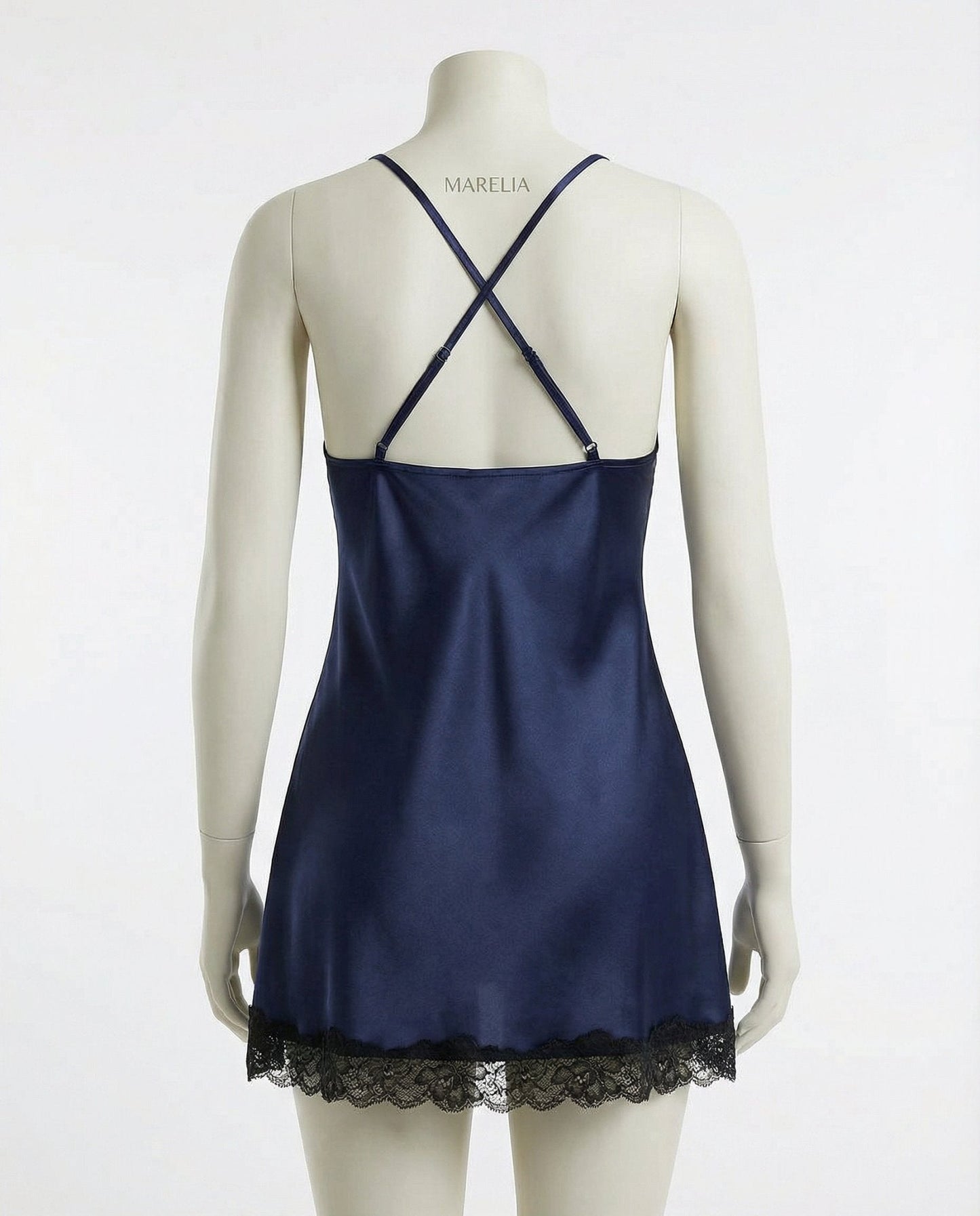 Lace Trim Chemise With Open Back