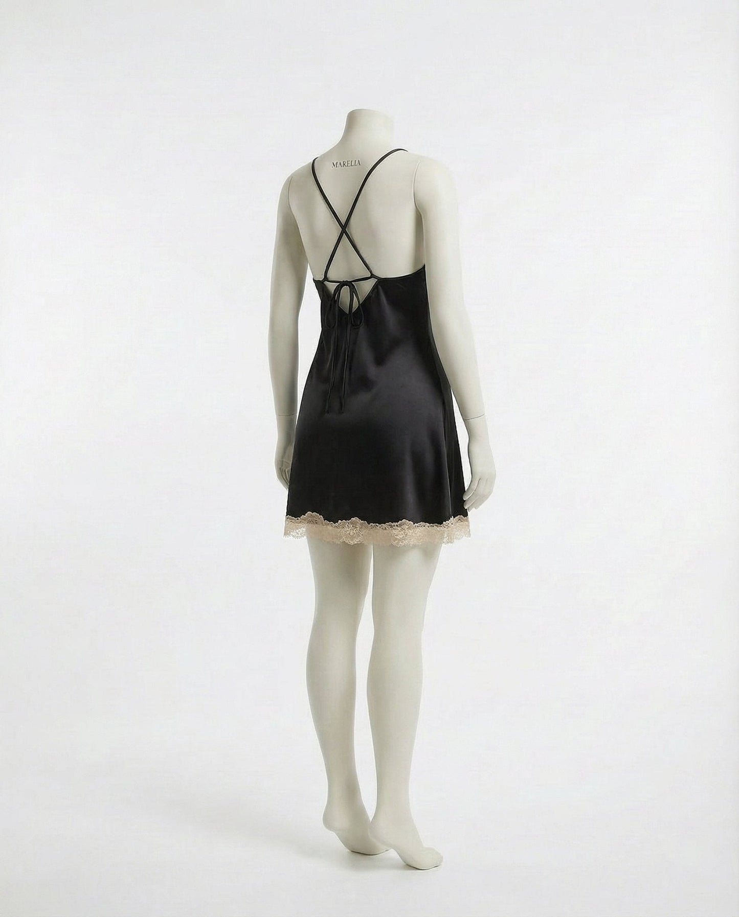 Lace Trim Chemise With Open Back