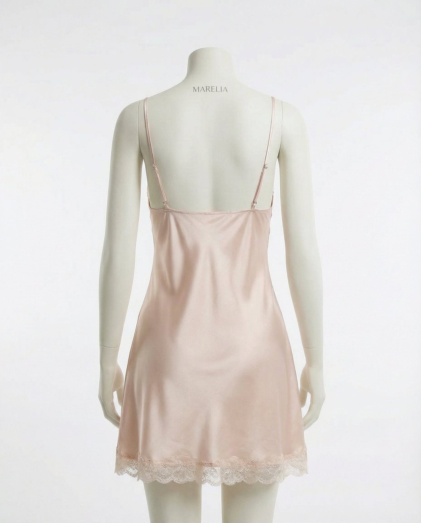 Lace Trim Chemise With Open Back