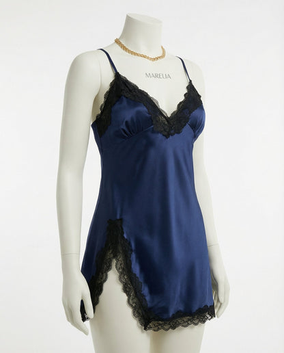 Lace Trim Chemise With Open Back