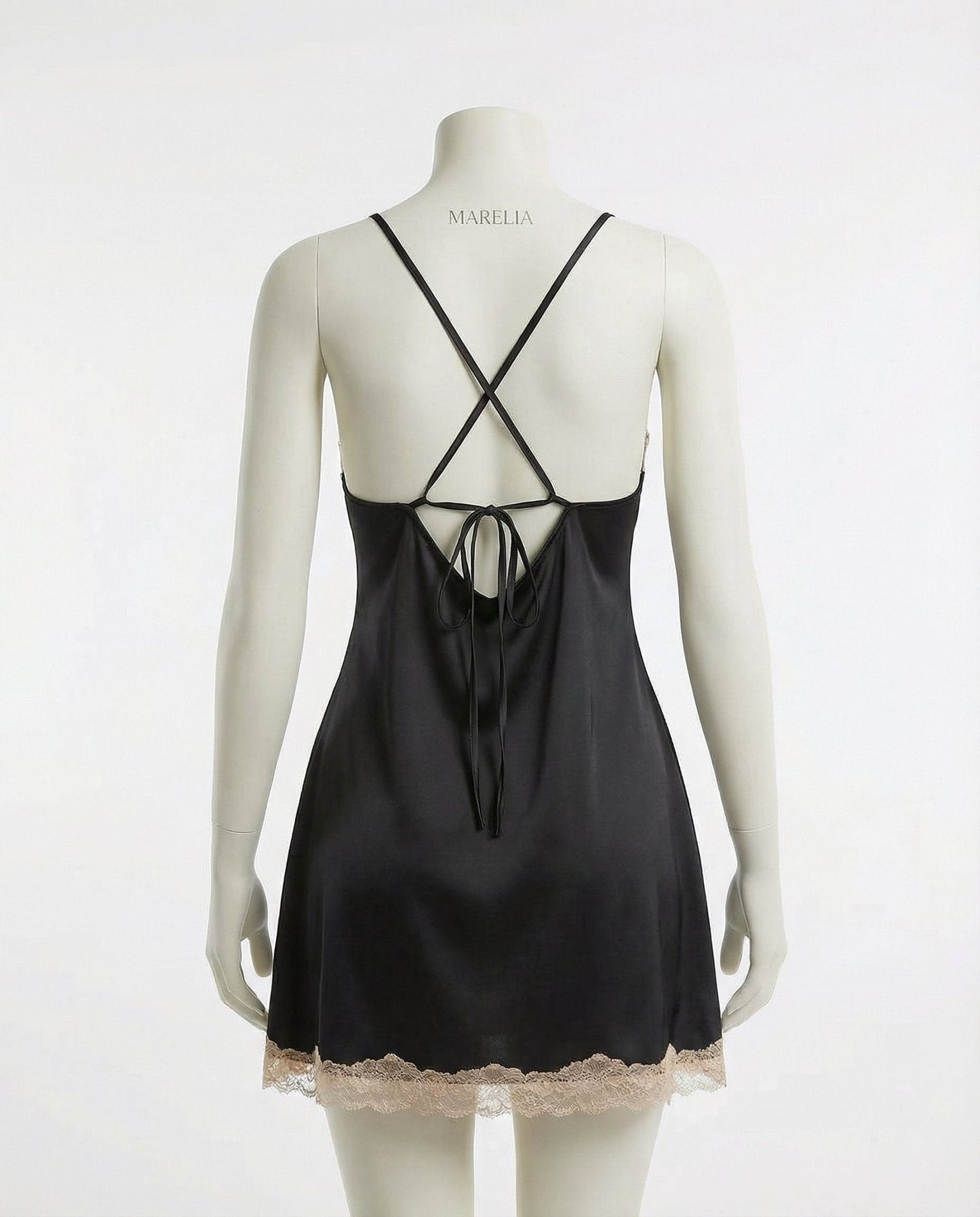 Lace Trim Chemise With Open Back
