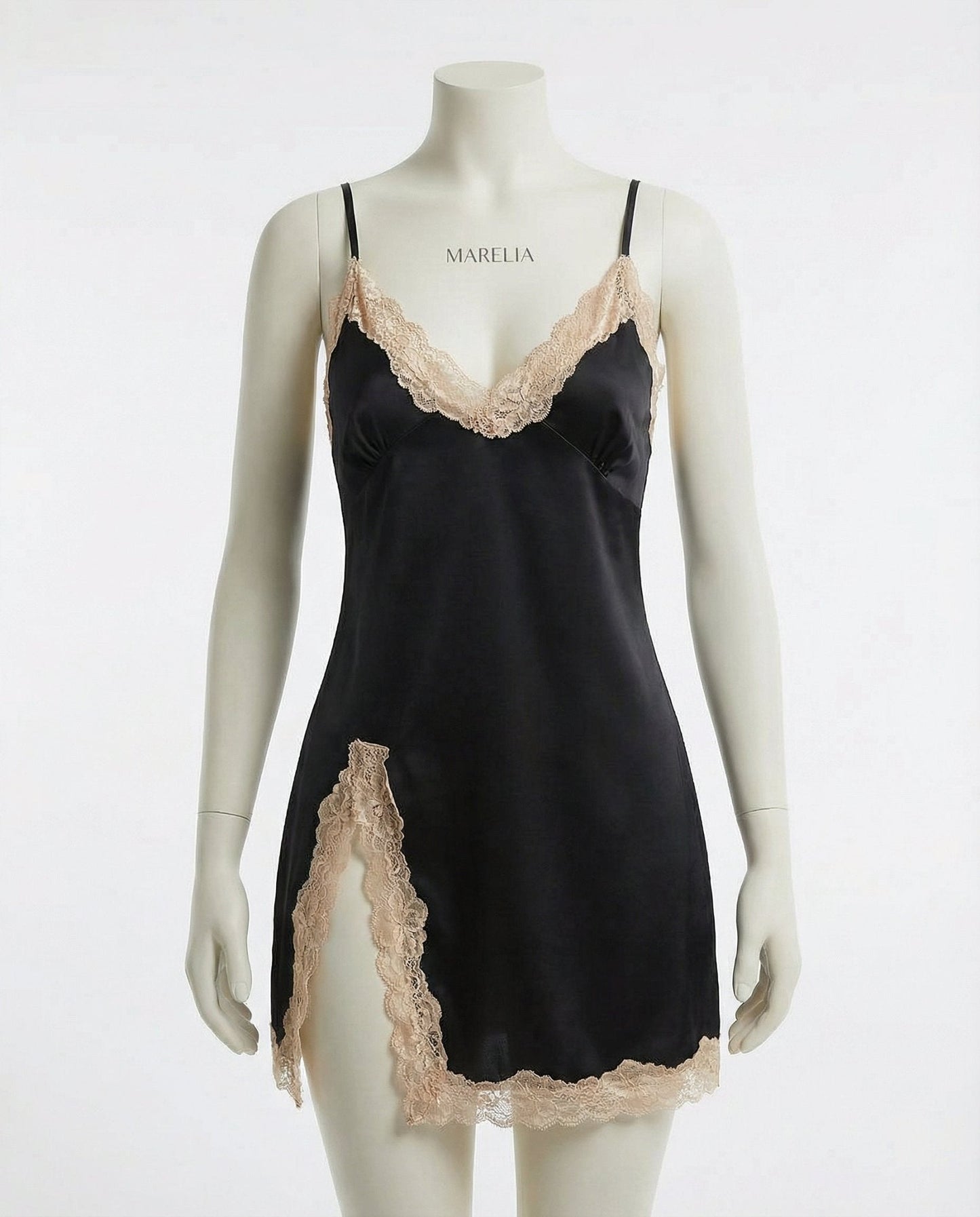 Lace Trim Chemise With Open Back