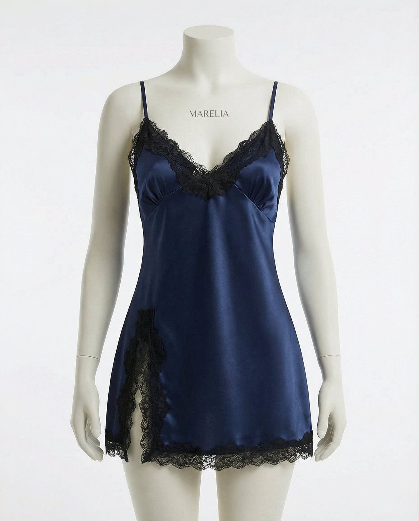 Lace Trim Chemise With Open Back