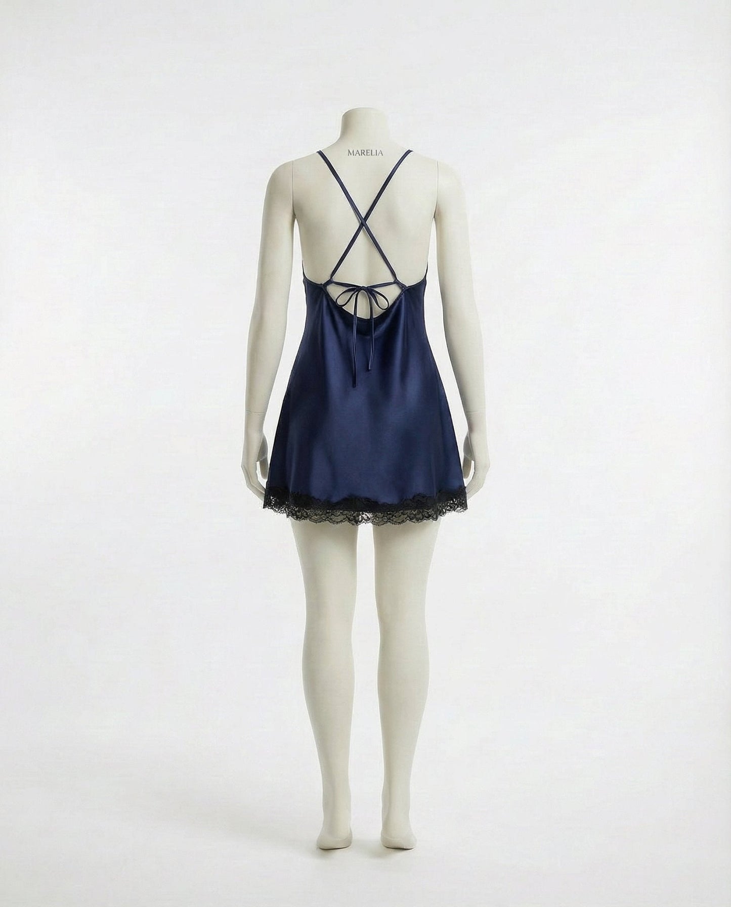 Lace Trim Chemise With Open Back