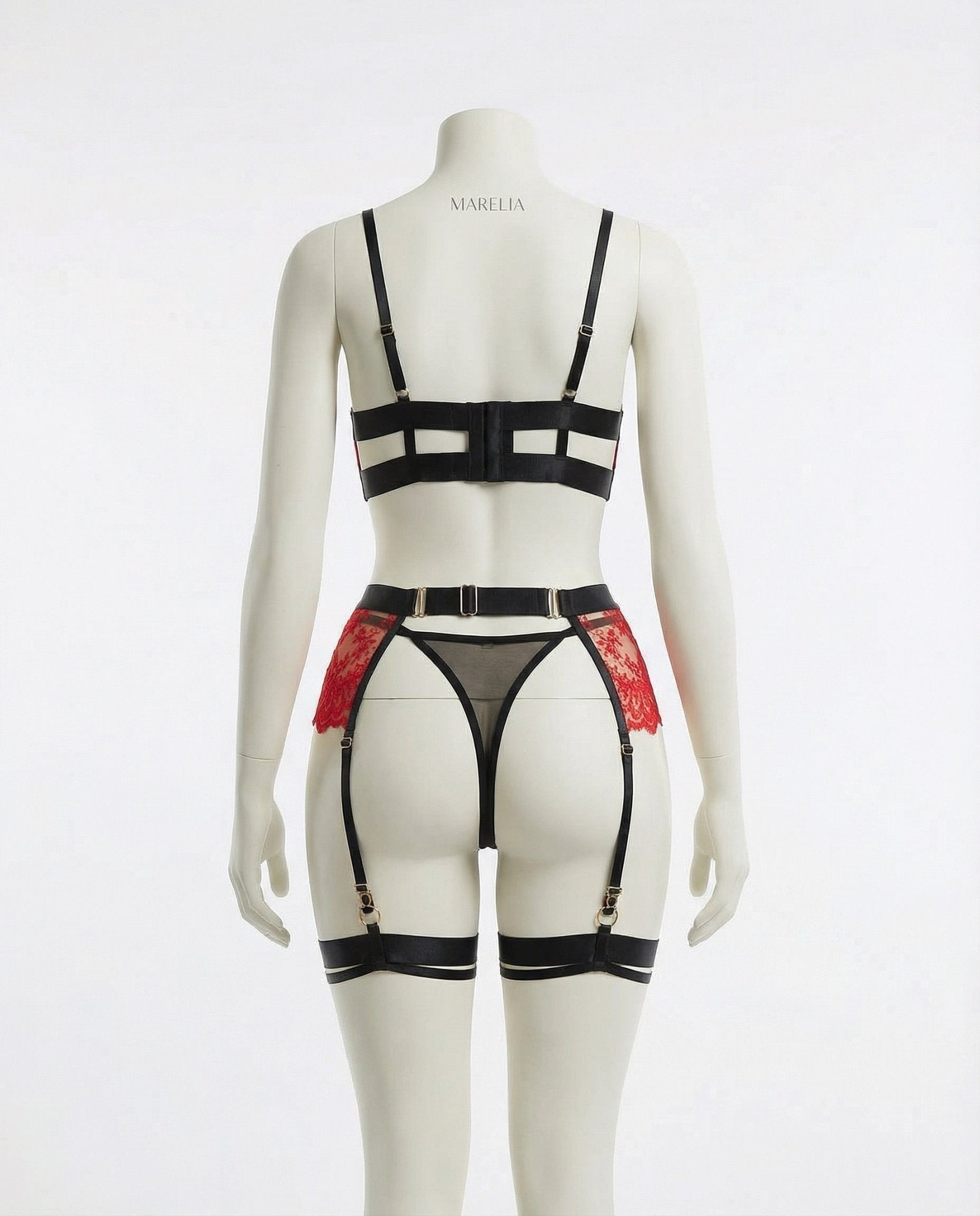 Lace Underwire Bra and High-Waist Brief Set with Lingerie Garter - AR UNIVERSALghntshLingerie Set