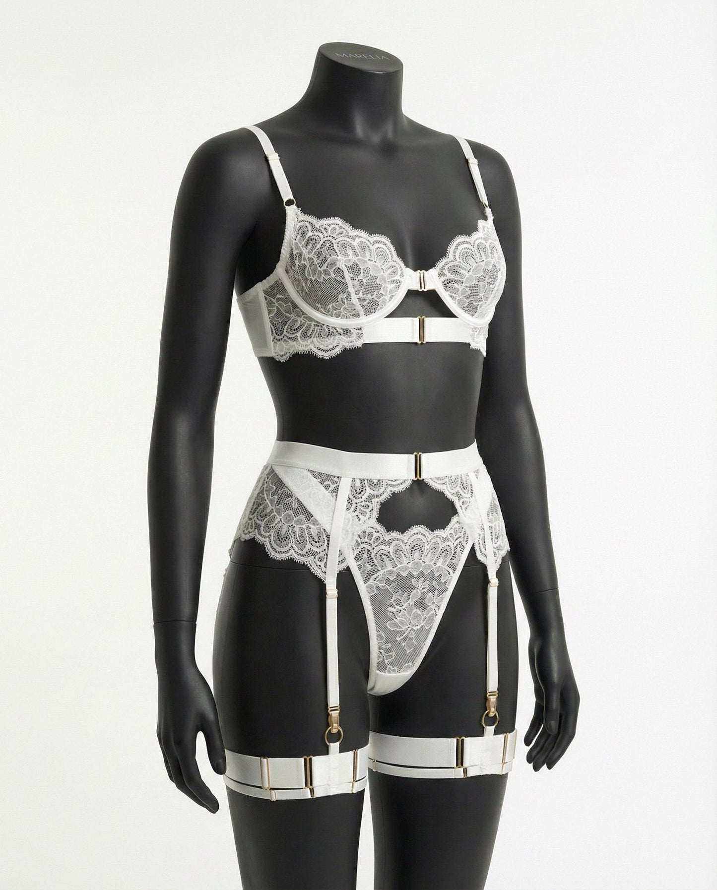 Lace Underwire Bra And Brief Set With Garter Accessories