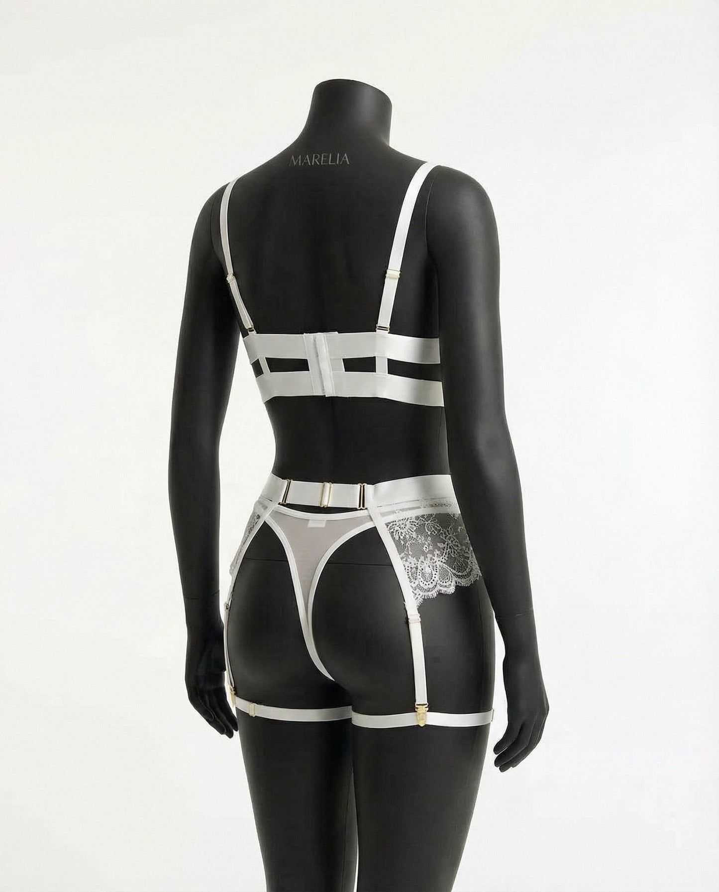 Lace Underwire Bra And Brief Set With Garter Accessories