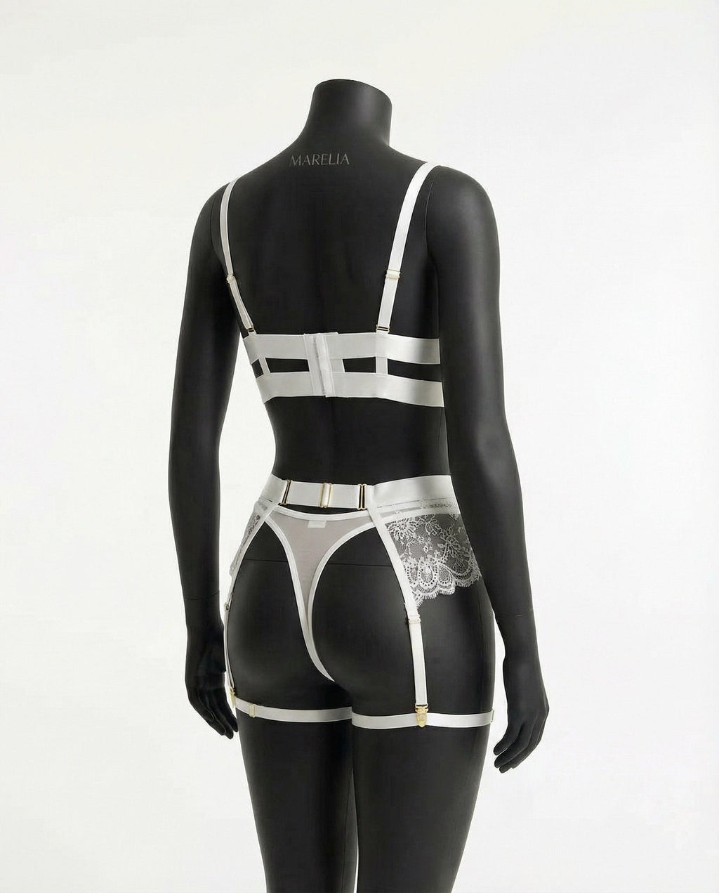 Lace Underwire Bra and High-Waist Brief Set with Lingerie Garter - AR UNIVERSALghntshLingerie Set