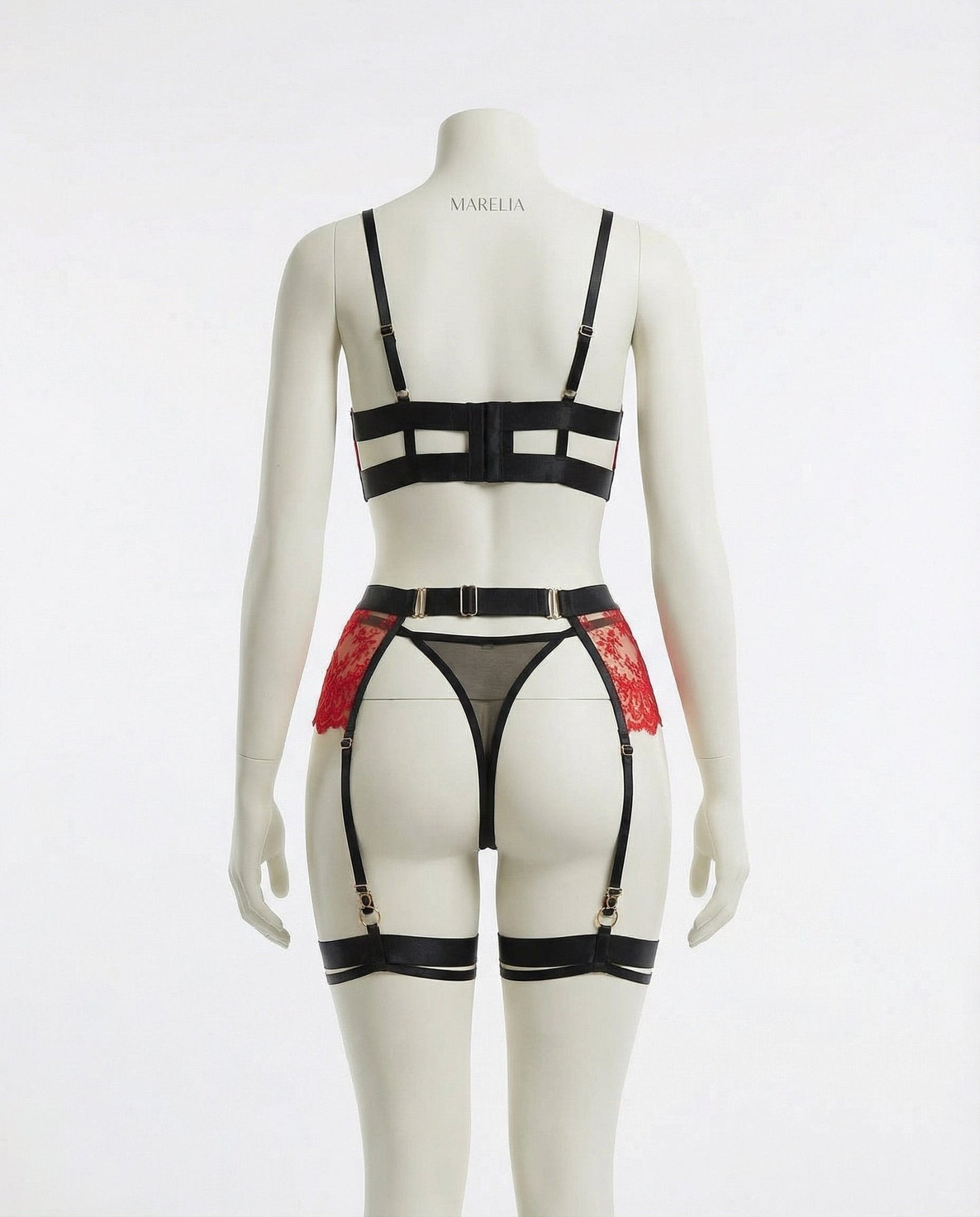 Lace Underwire Bra And Brief Set With Garter Accessories