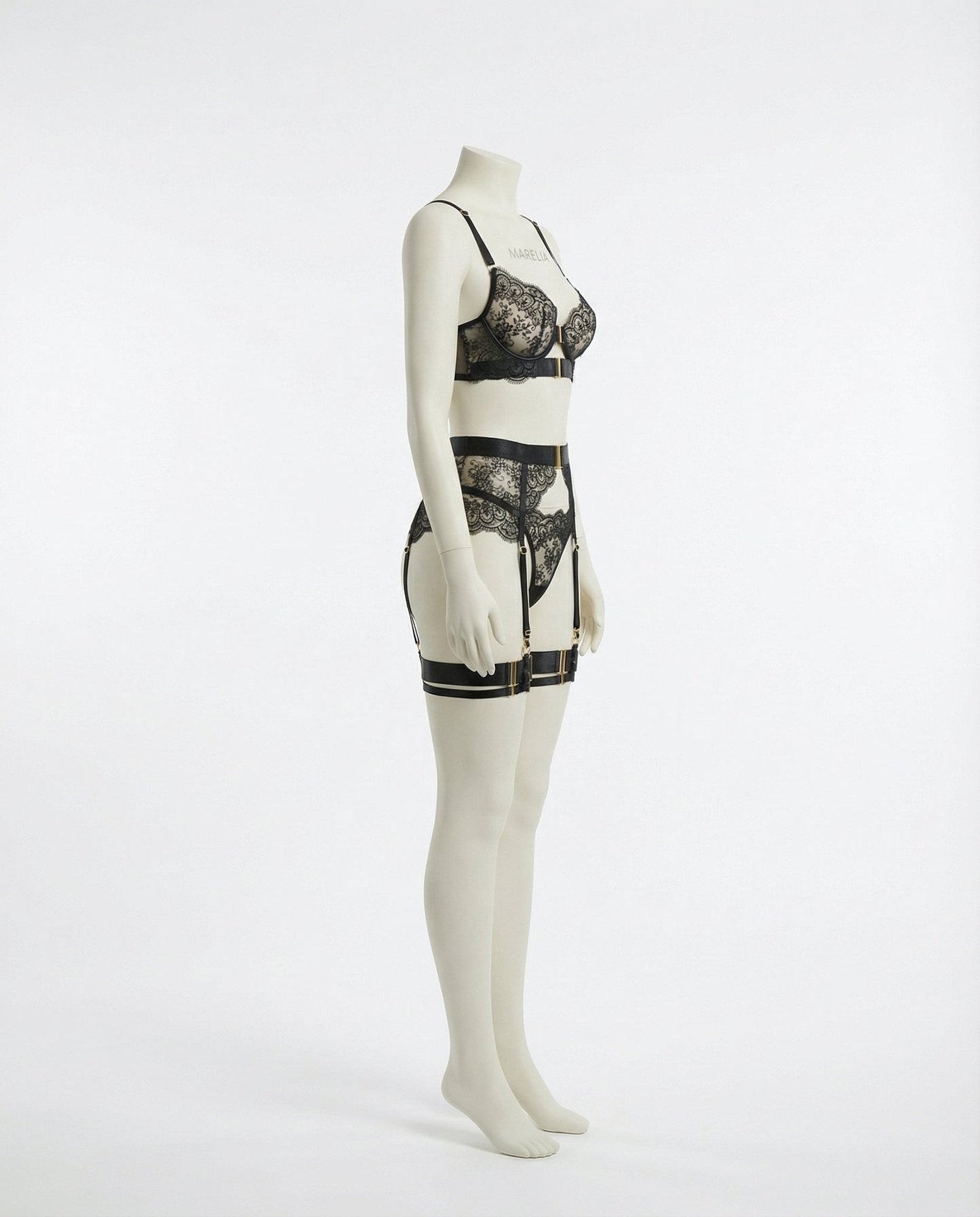 Lace Underwire Bra And Brief Set With Garter Accessories
