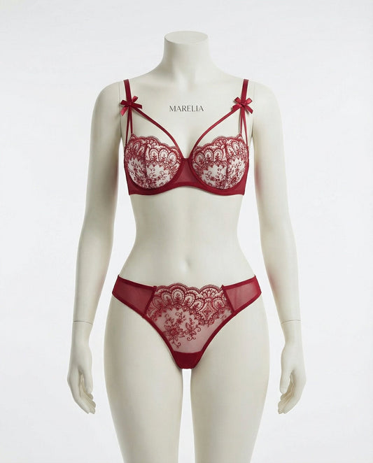 Lace Underwire Bra And Thong Set