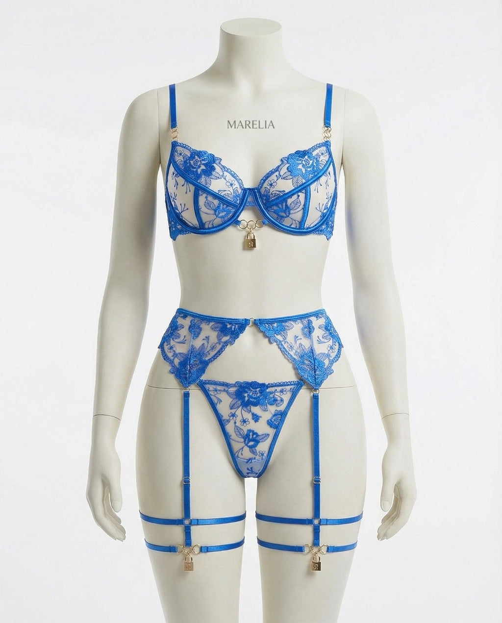 Lace Underwire Bra Brief And Suspender Belt Set - AR UNIVERSALghntshLingerie Set