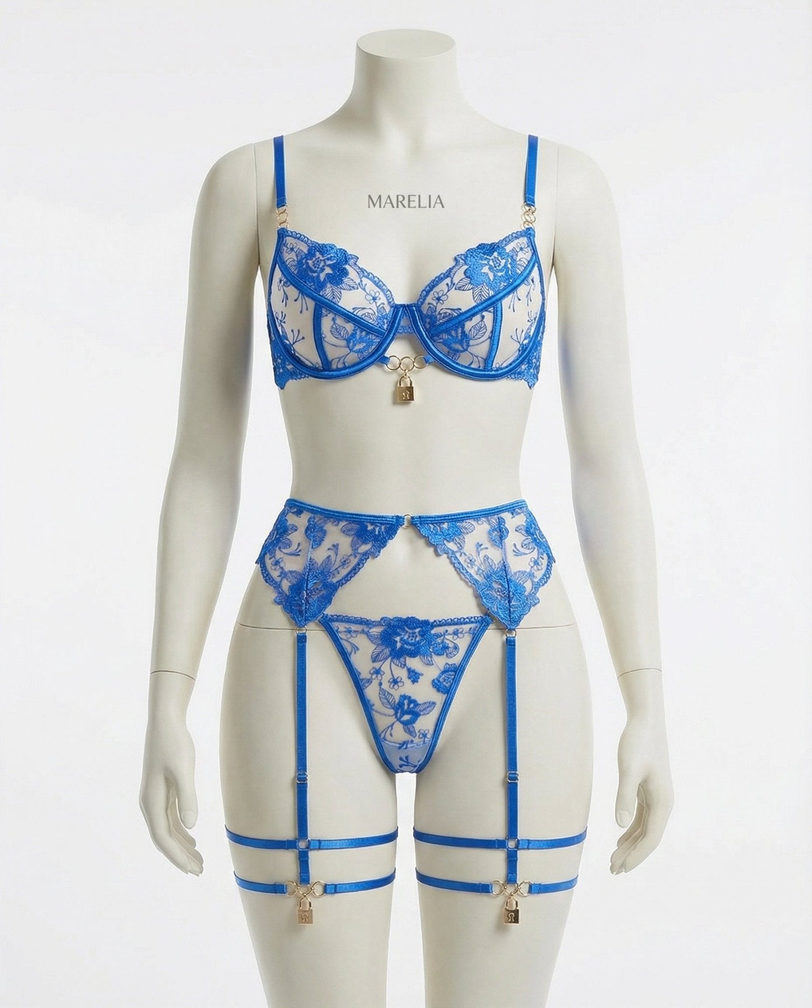 Lace Underwire Bra Brief And Suspender Belt Set - AR UNIVERSALghntshLingerie Set