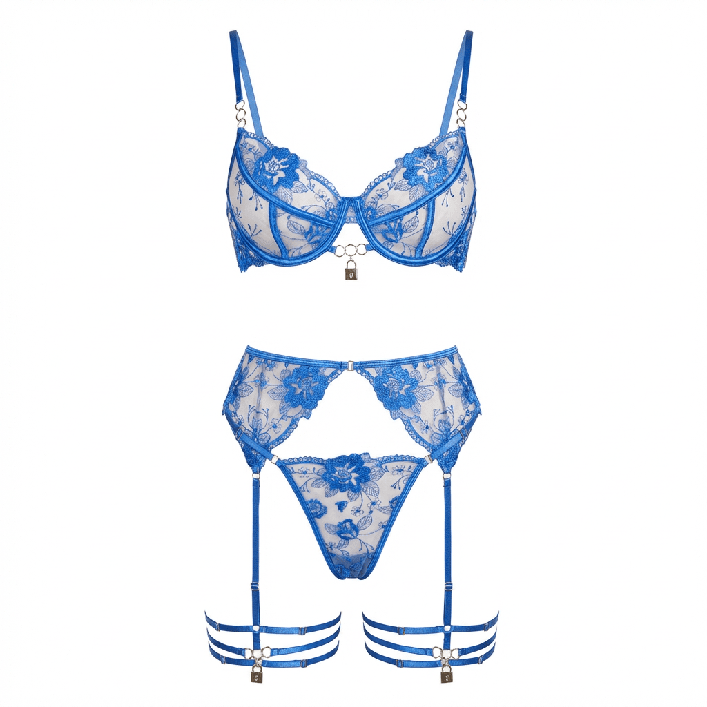 Lace Underwire Bra Brief And Suspender Belt Set - AR UNIVERSALghntshLingerie Set