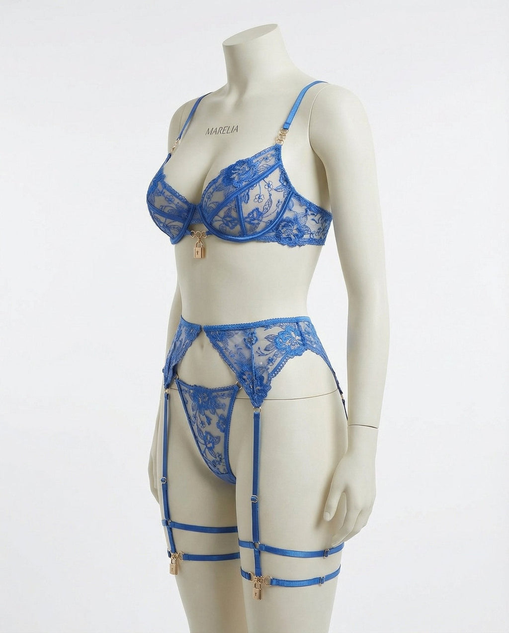 Lace Underwire Bra Brief And Suspender Belt Set - AR UNIVERSALghntshLingerie Set