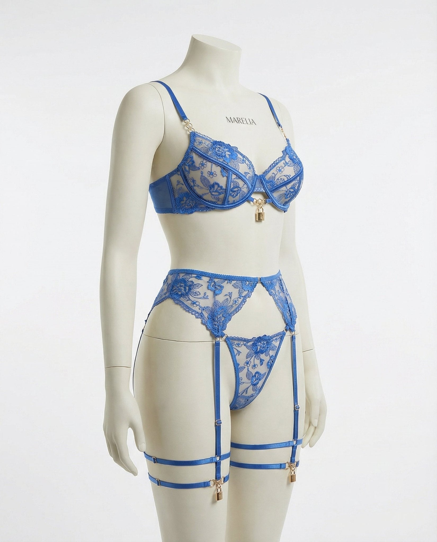 Lace Underwire Bra Brief And Suspender Belt Set - AR UNIVERSALghntshLingerie Set