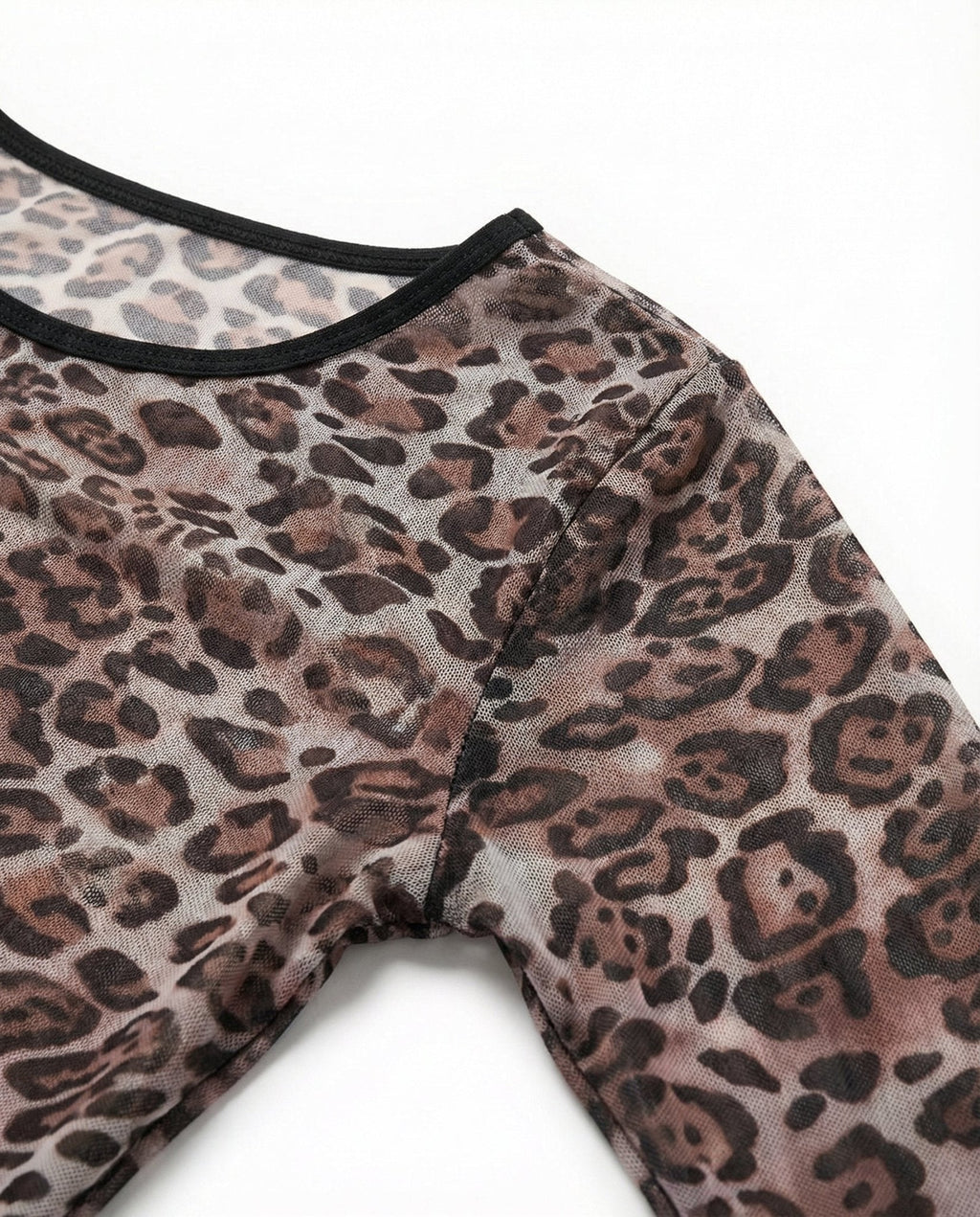 Leopard Print Mesh Bodysuit With Garter Straps And Thong Set - AR UNIVERSALghntshLingerie Set