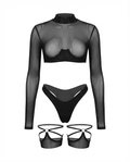 Long Sleeve Mesh Set With Brief And Stockings - AR UNIVERSALghntshLingerie Set