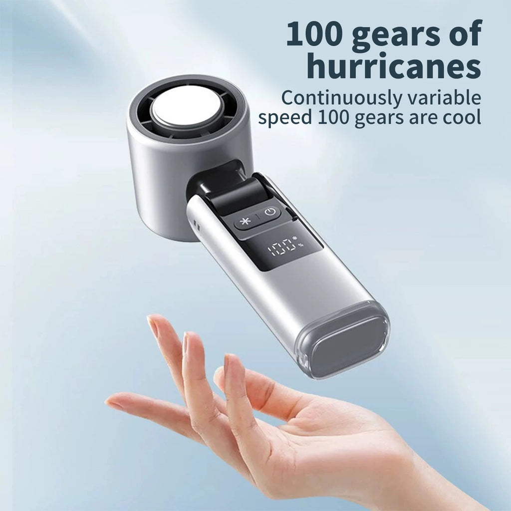 Portable Mini Handheld Fan, 100 Adjustable Wind Speeds Personal Turbo Cooling Fan with LED Digital Display, USB Rechargeable