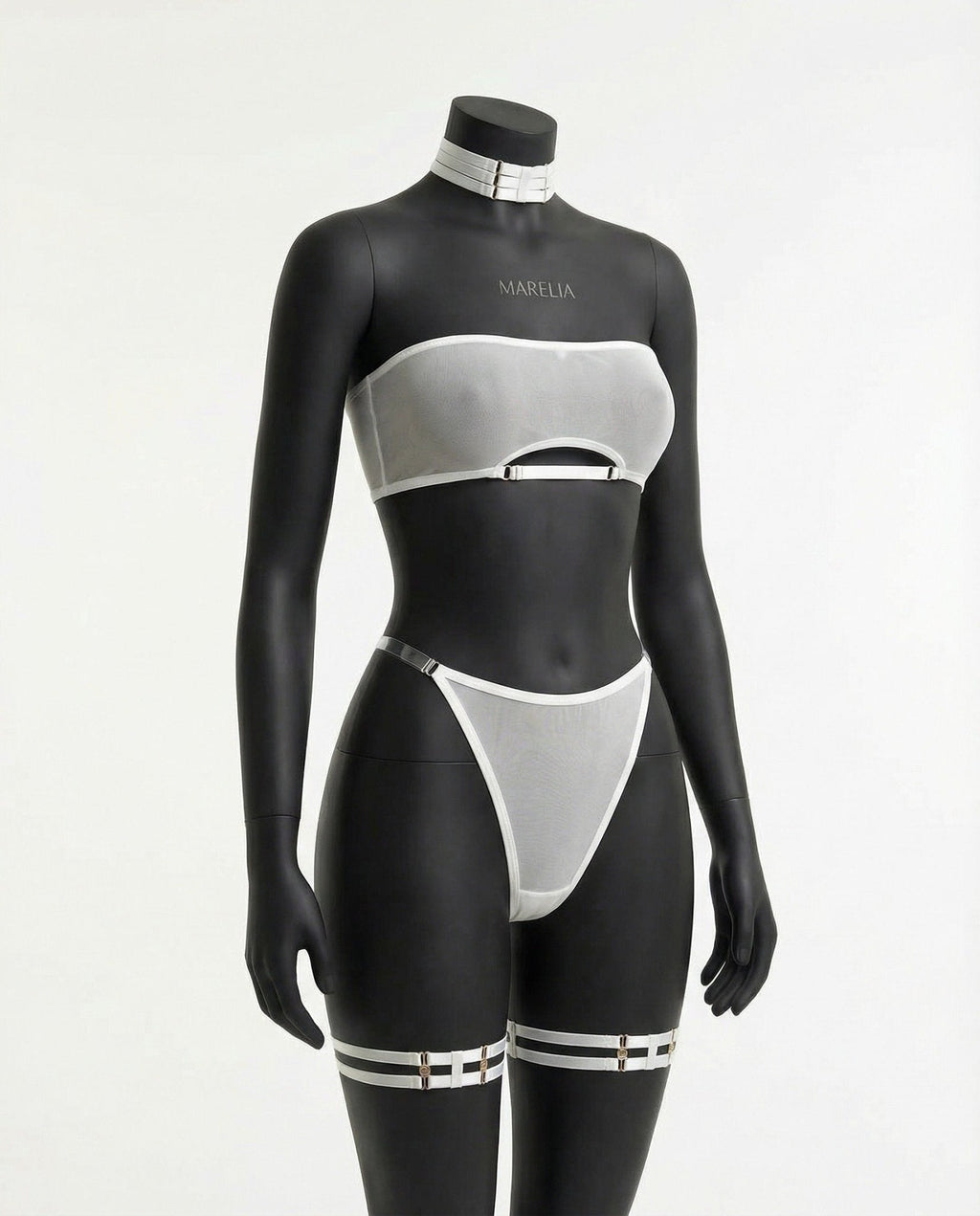 Mesh Bandeau Lingerie Set With Thigh Bands - AR UNIVERSALghntshLingerie Set