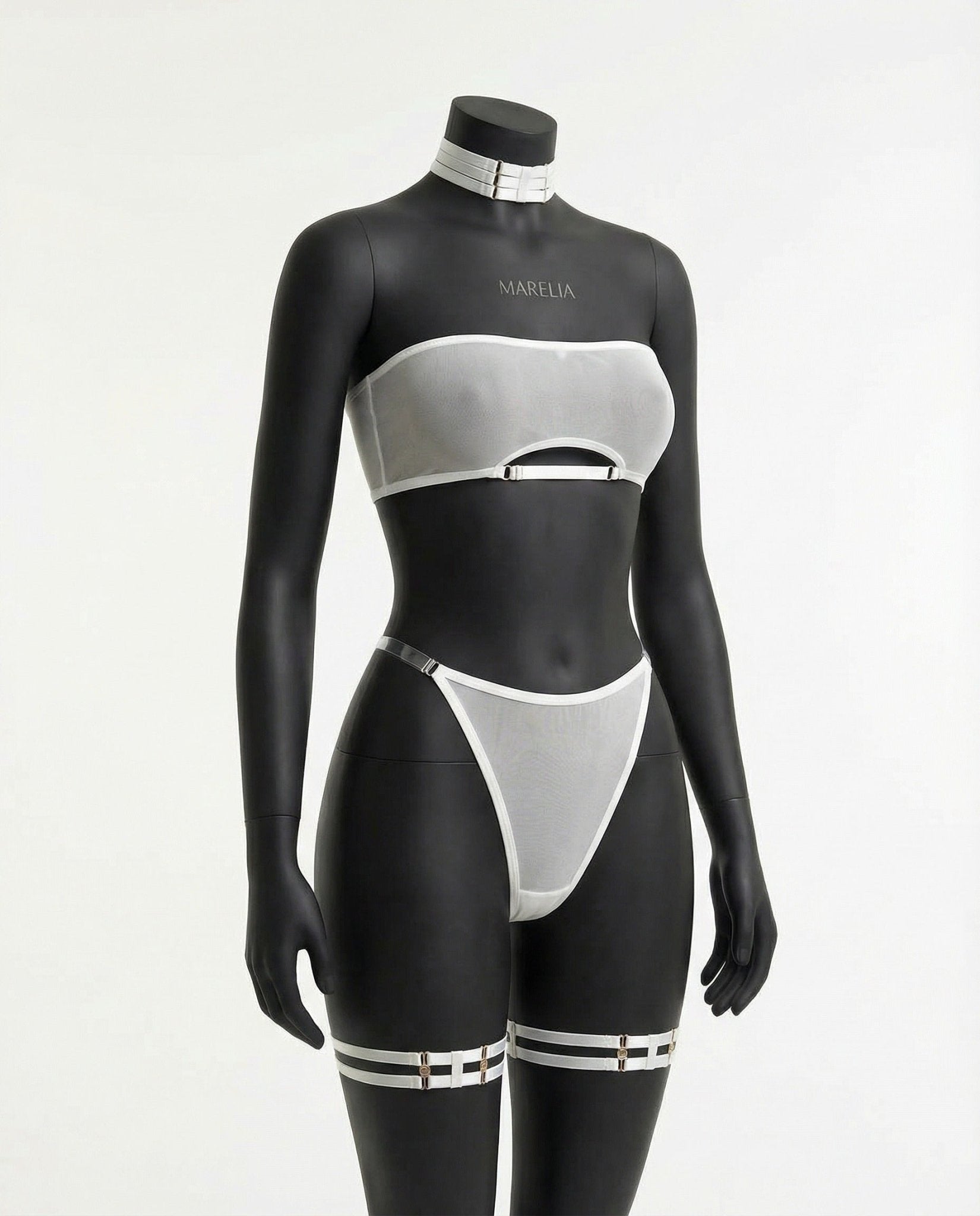 Mesh Bandeau Lingerie Set With Thigh Bands - AR UNIVERSALghntshLingerie Set