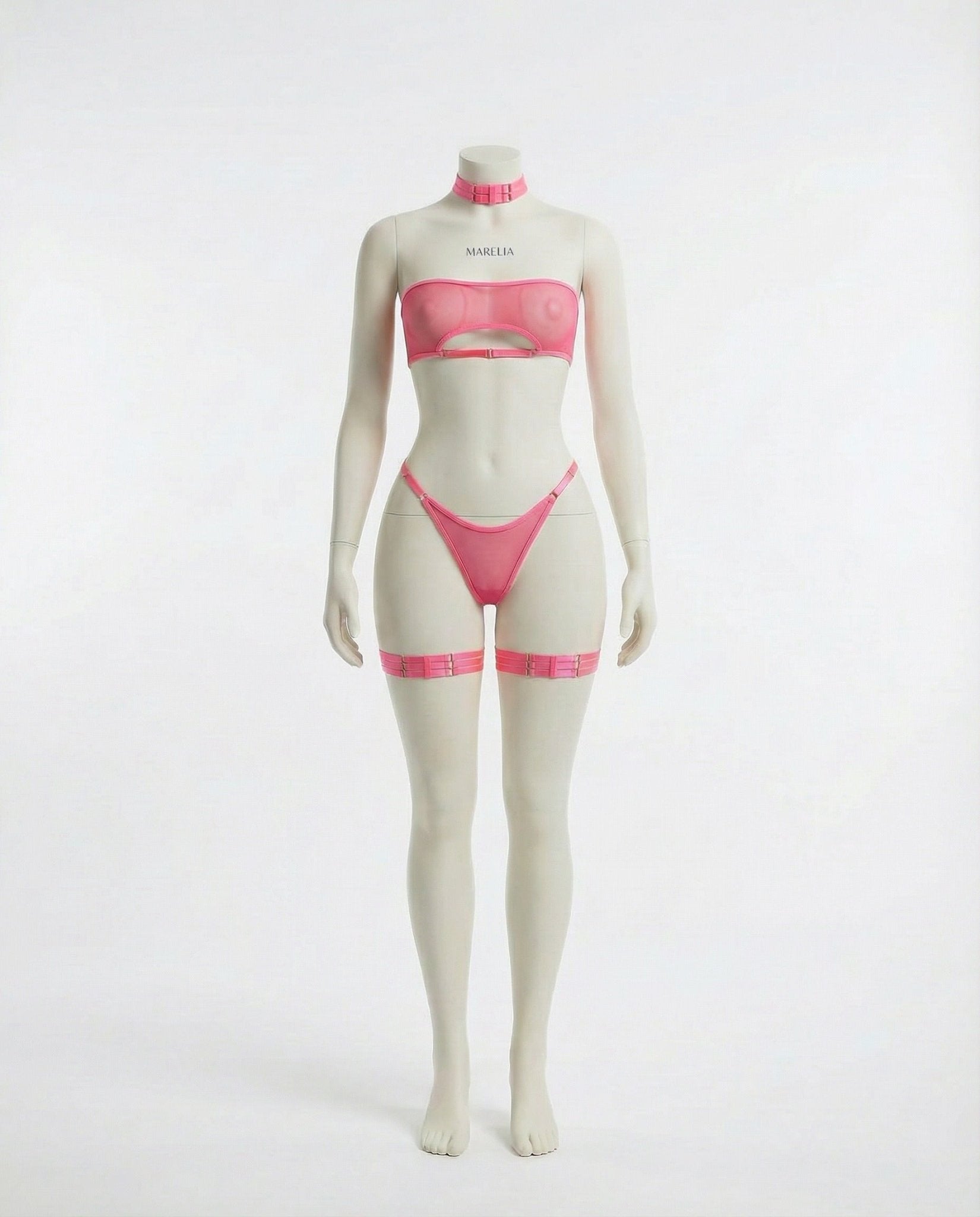 Mesh Bandeau Lingerie Set With Thigh Bands - AR UNIVERSALghntshLingerie Set