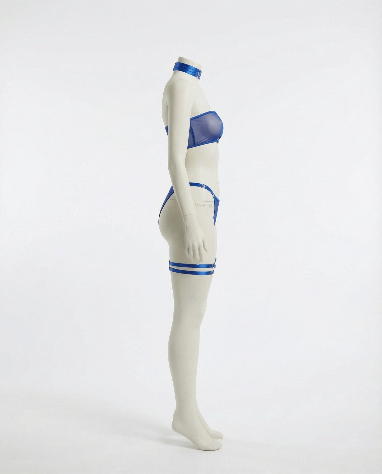 Mesh Bandeau Lingerie Set With Thigh Bands