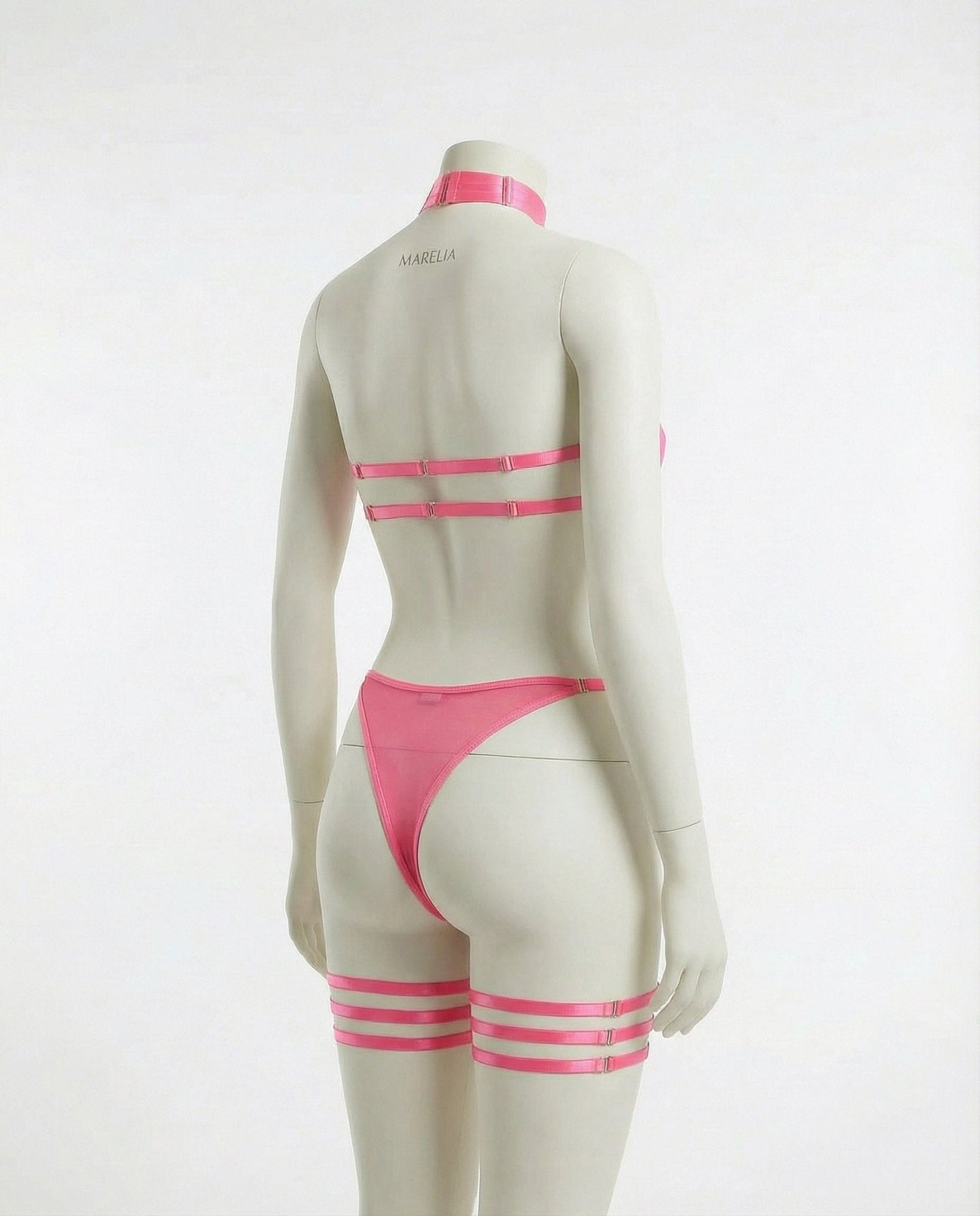 Mesh Bandeau Lingerie Set With Thigh Bands