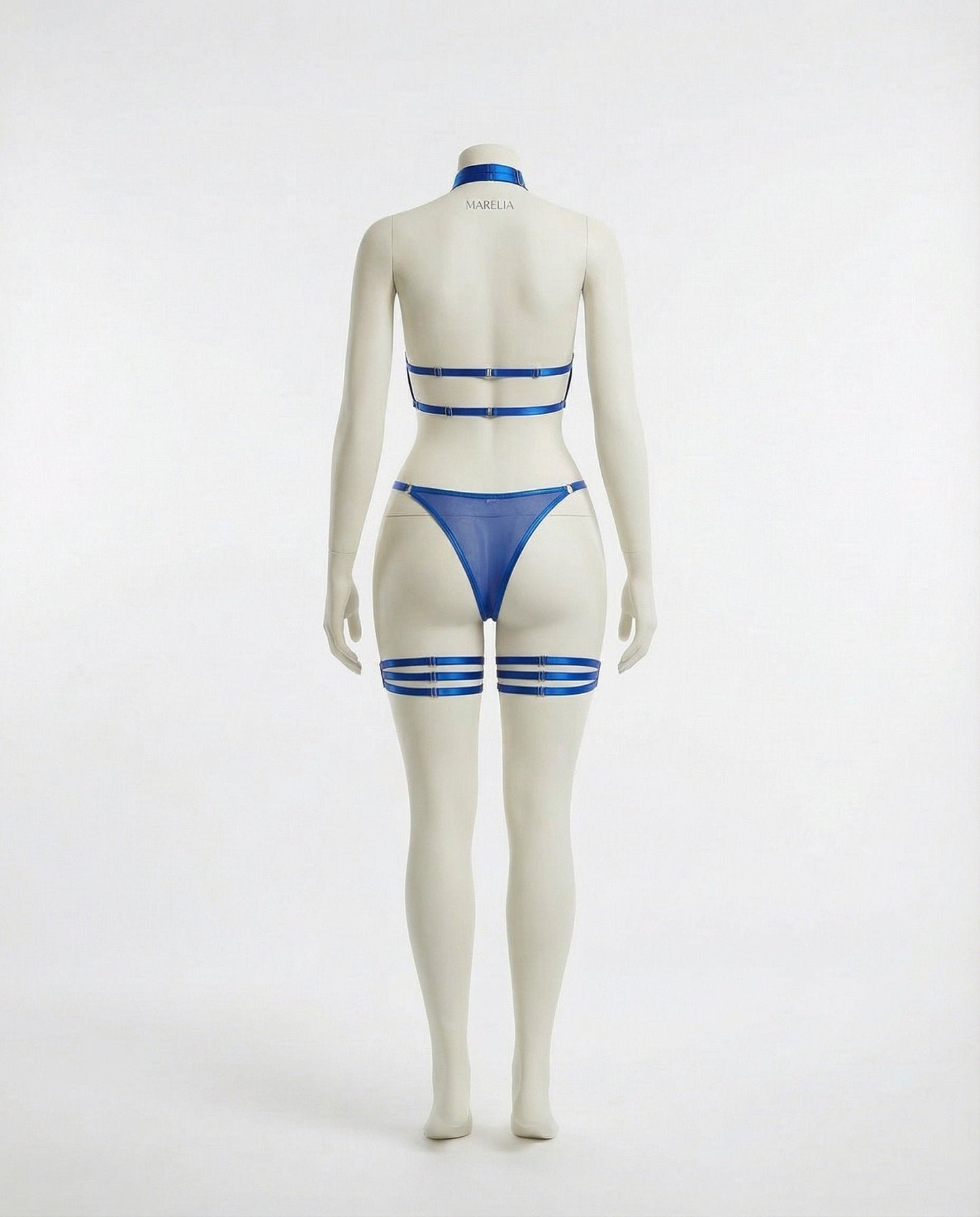 Mesh Bandeau Lingerie Set With Thigh Bands