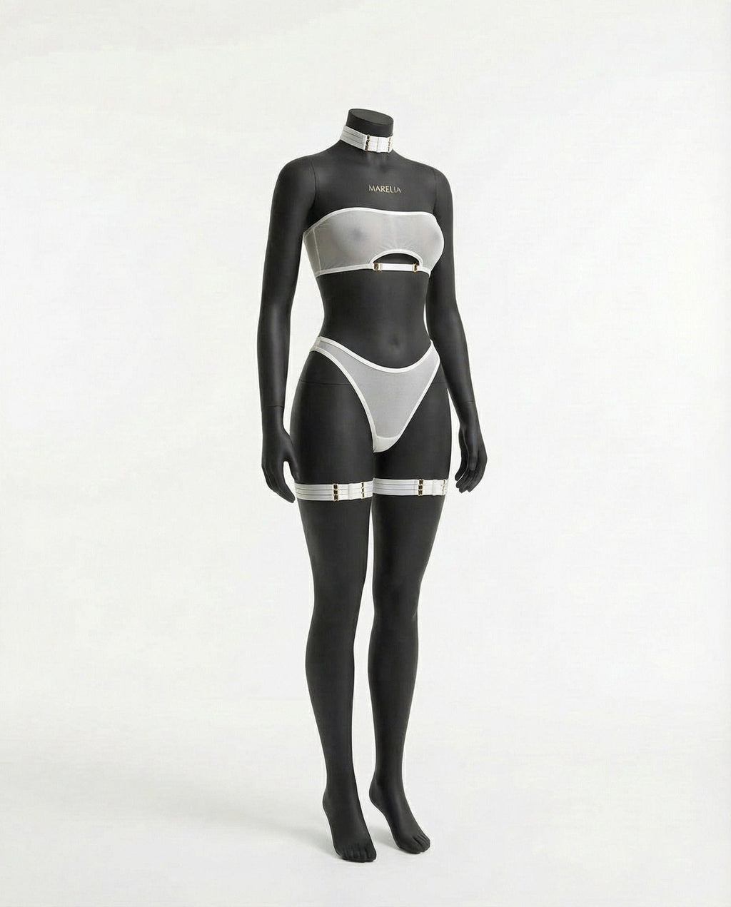 Mesh Bandeau Lingerie Set With Thigh Bands - AR UNIVERSALghntshLingerie Set