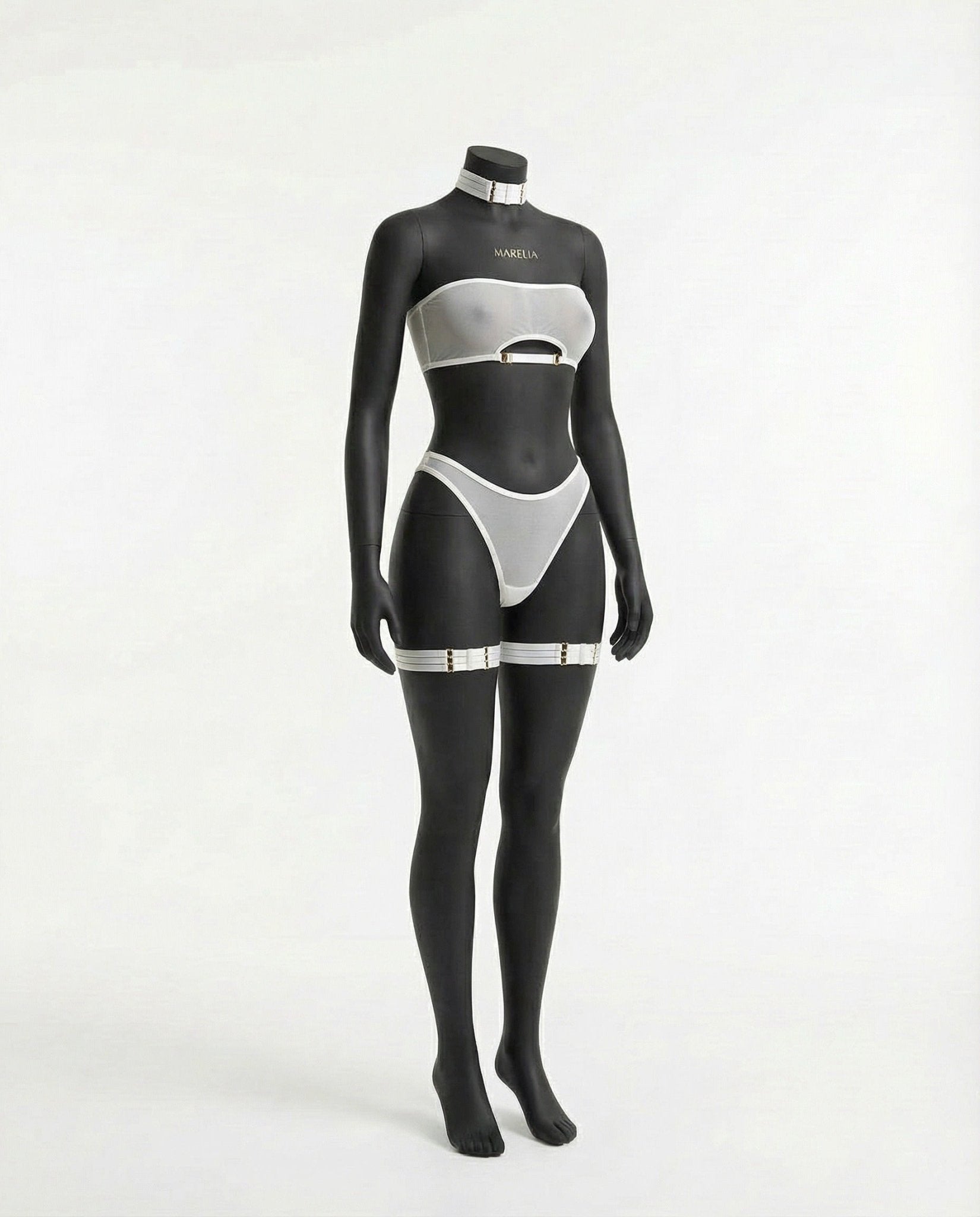 Mesh Bandeau Lingerie Set With Thigh Bands - AR UNIVERSALghntshLingerie Set