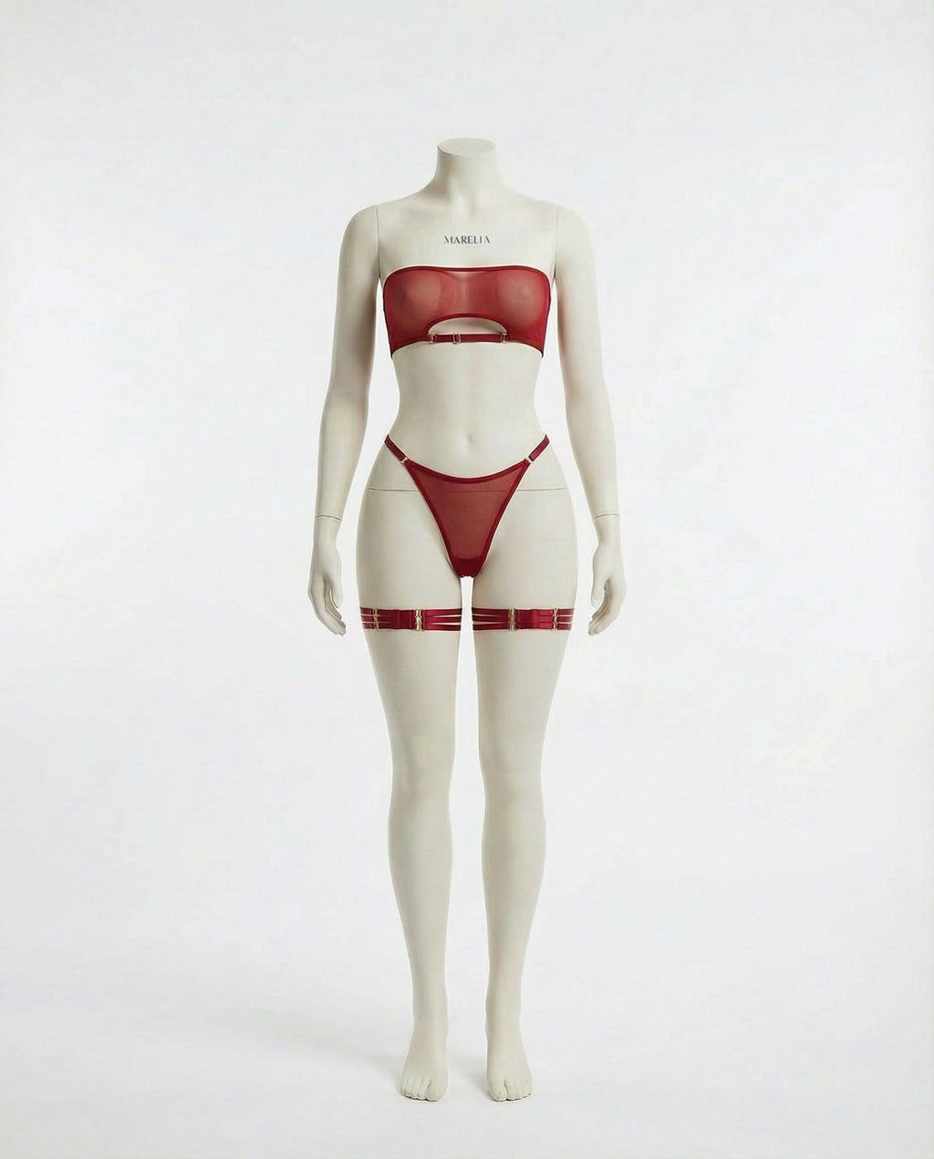 Mesh Bandeau Lingerie Set With Thigh Bands - AR UNIVERSALghntshLingerie Set