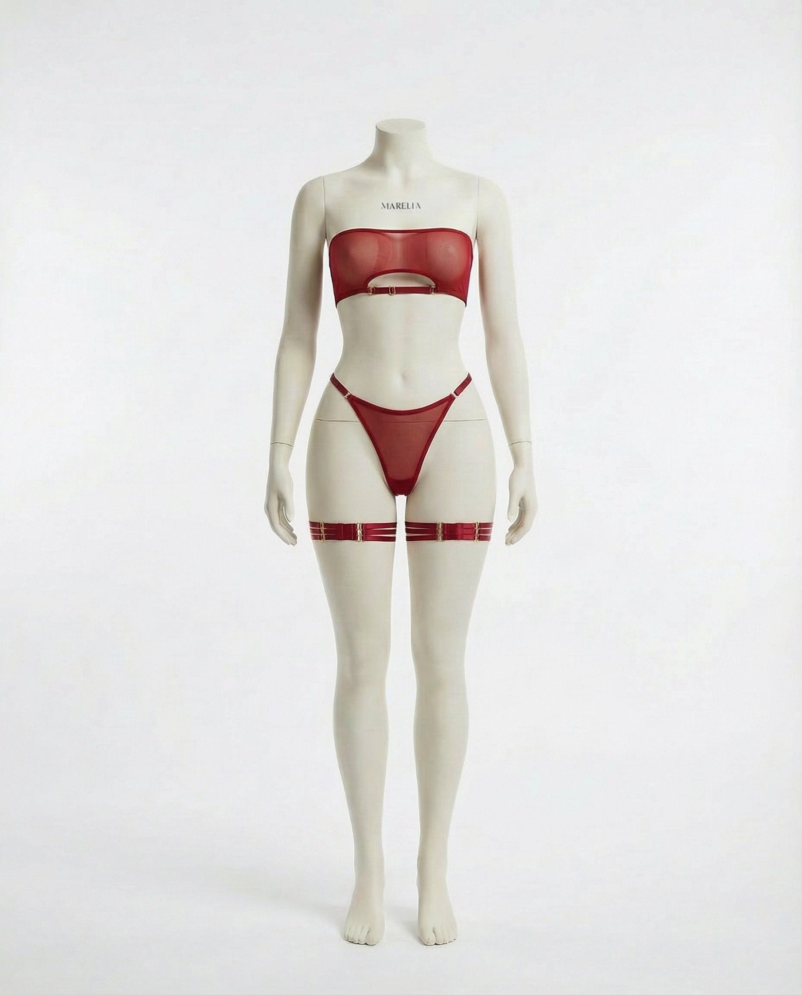 Mesh Bandeau Lingerie Set With Thigh Bands - AR UNIVERSALghntshLingerie Set
