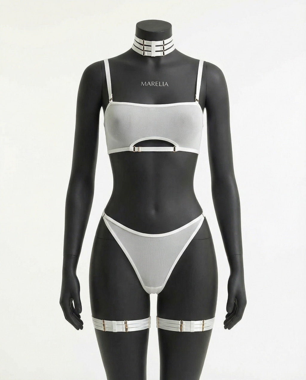 Mesh Bandeau Lingerie Set With Thigh Bands - AR UNIVERSALghntshLingerie Set