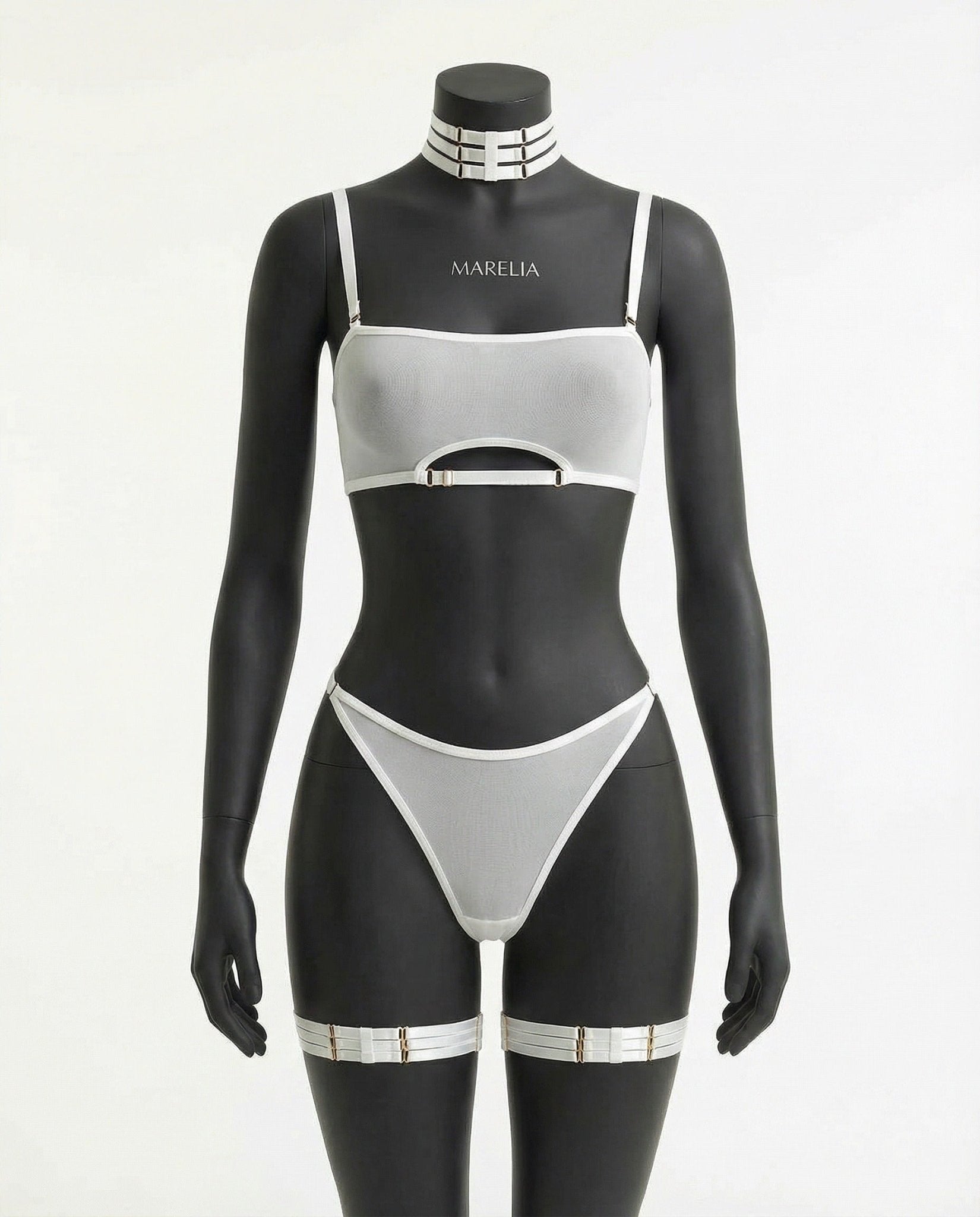 Mesh Bandeau Lingerie Set With Thigh Bands - AR UNIVERSALghntshLingerie Set