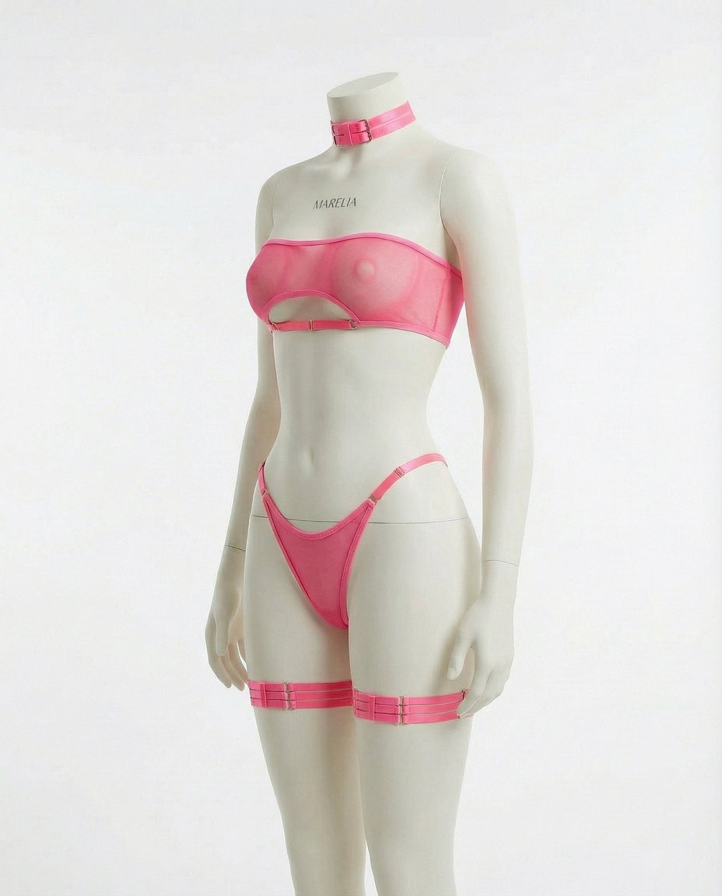Mesh Bandeau Lingerie Set With Thigh Bands - AR UNIVERSALghntshLingerie Set