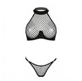 Open Cup Halter Fishnet Lingerie Set - AR UNIVERSALghntshLingerie Sets