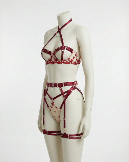 Open Cup Harness Lingerie Set