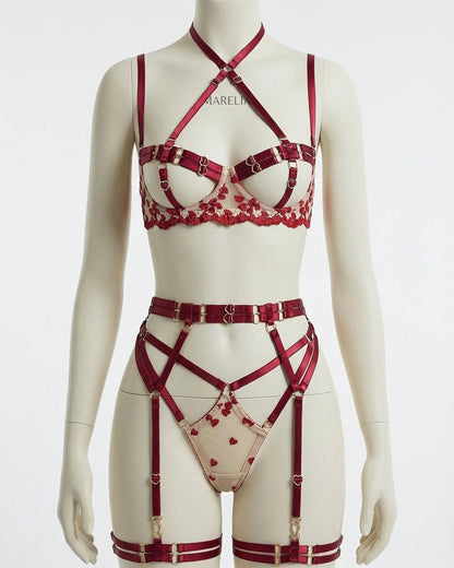 Open Cup Harness Lingerie Set