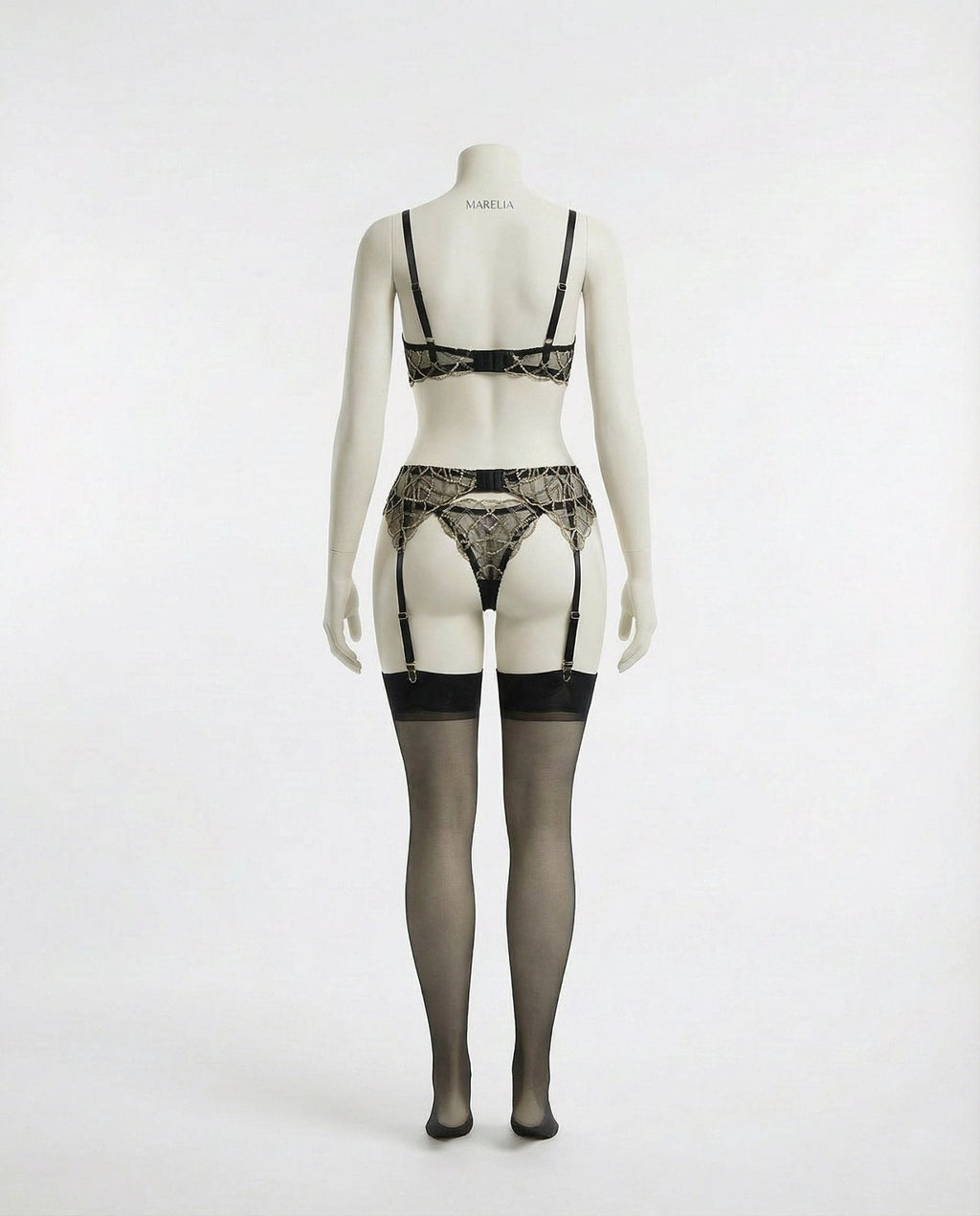 Pearl Lace Lingerie Set - Bra, Suspender Belt & Thong - AR UNIVERSALghntshLingerie Set
